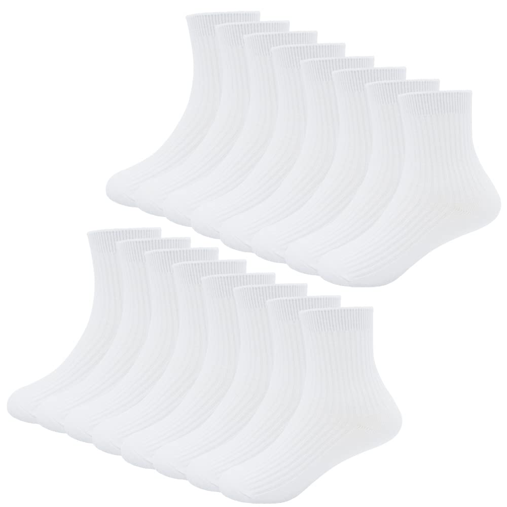 Unisex Kids School Socks for Boys & Girls - Soft Cotton Crew Socks for Toddlers, Youth & Students - Comfortable Plain Dress Socks for School, Sports & Daily Wear
