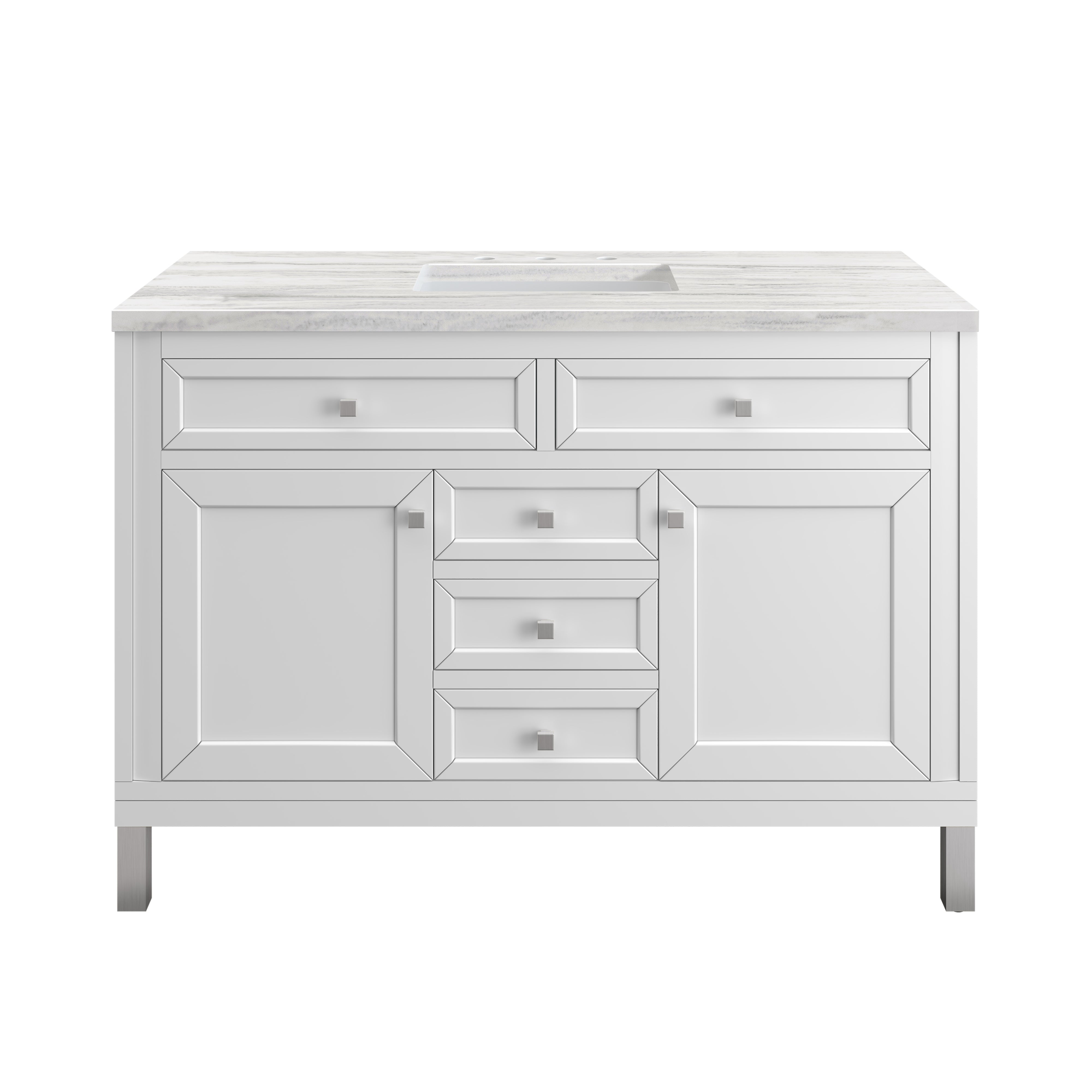Chicago Knobs and Legs Set for V48 in Brushed Nickel - Premium Cabinet Hardware for Kitchen & Bathroom Renovation