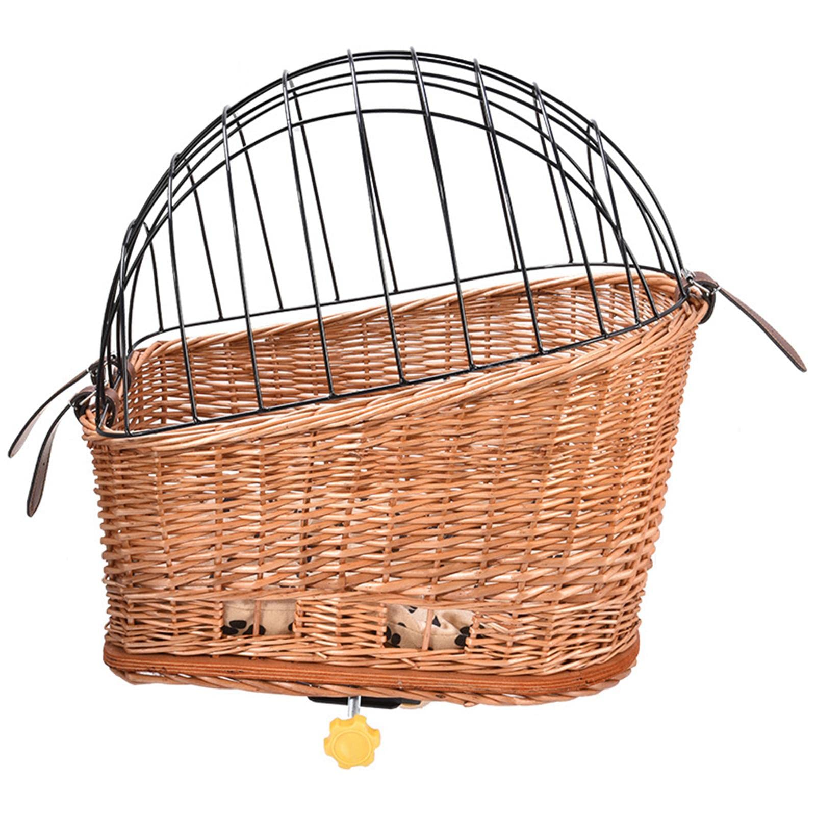 SM SunniMix Handwoven Bike Basket - Detachable Front Handlebar Pet Carrier & Multi-Purpose Storage for Cycling, Travel & Outdoor Adventures