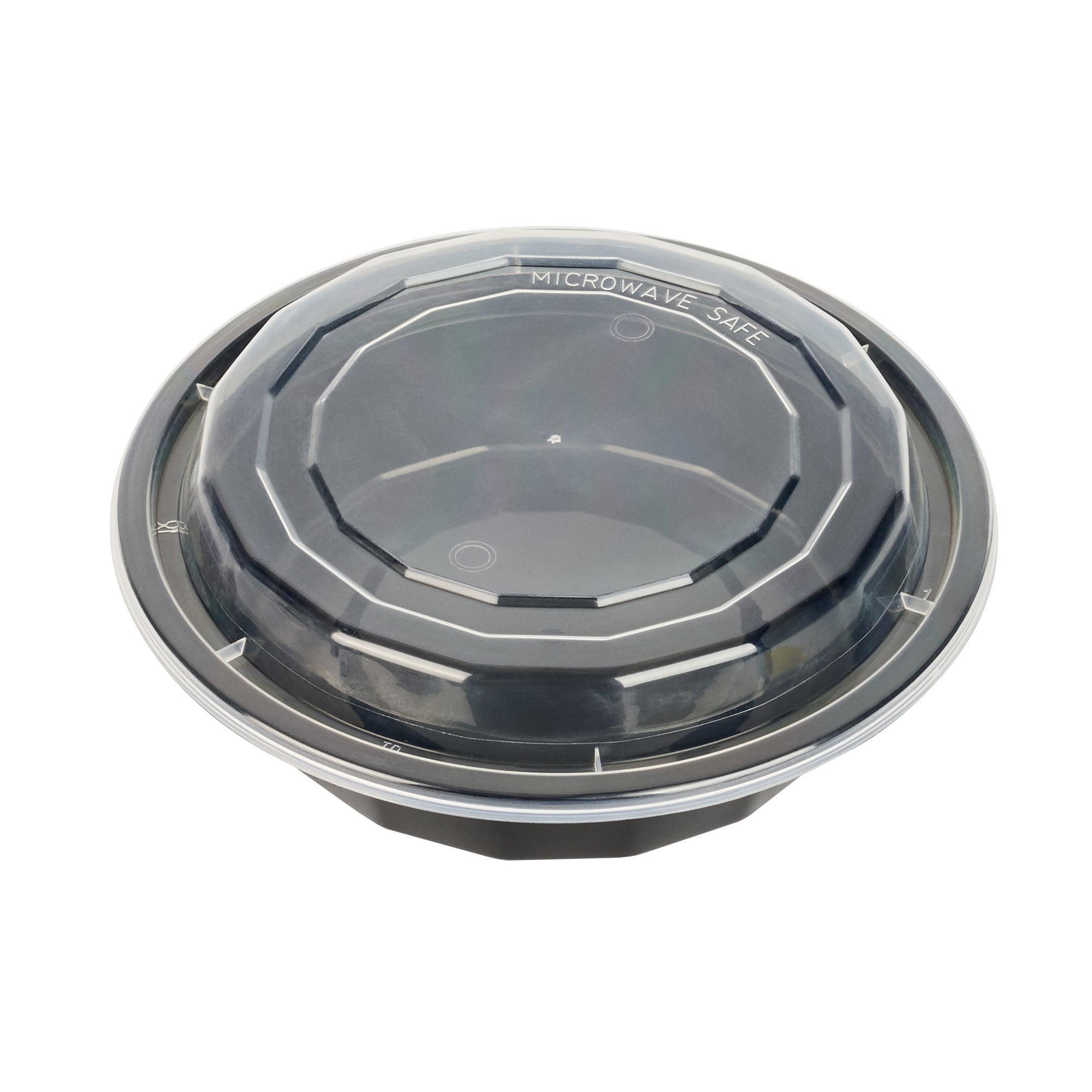 16 oz Round Black Plastic To Go Containers with Clear Lids - 100 Pack, Microwave Safe (6.25