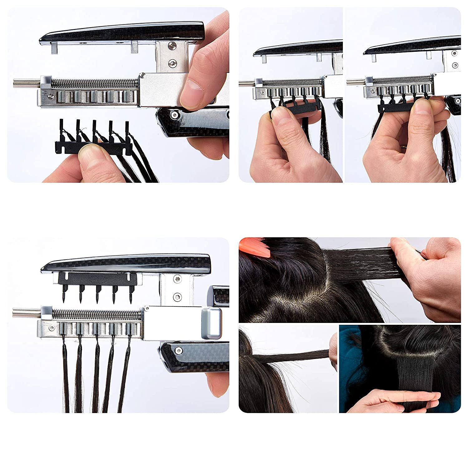 6D Hair Extensions Machine Kit - 2nd Gen No-Trace Human Hair Extension Tool (GT Purple) | Professional Salon Quality Hair Weaving System for Volume & Length | Perfect for Weddings, Parties & Daily Styling