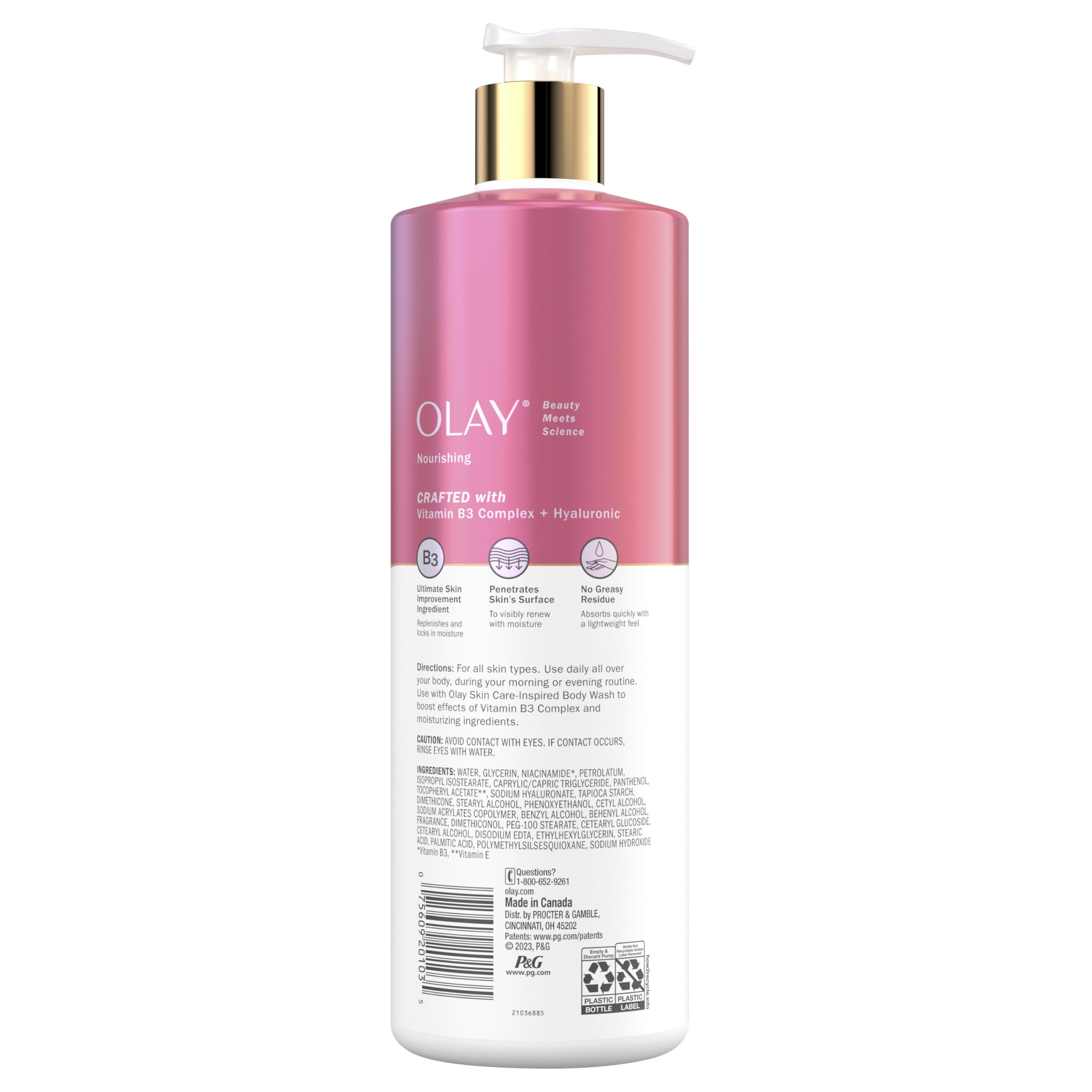 Olay Nourishing & Hydrating Body Lotion with Hyaluronic Acid, 17 fl oz - Moisturizing Skin Care for Dry Skin - Perfect for Daily Use, After Shower & Before Bed