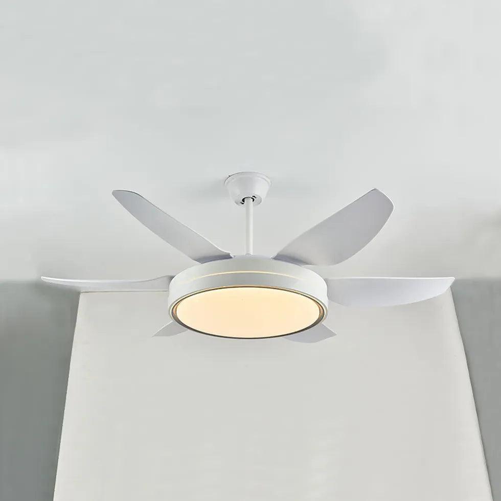 Remote Controlled Minimalist White Fan Light - Quiet Cooling & Stylish Lighting for Bedroom, Office & Living Room