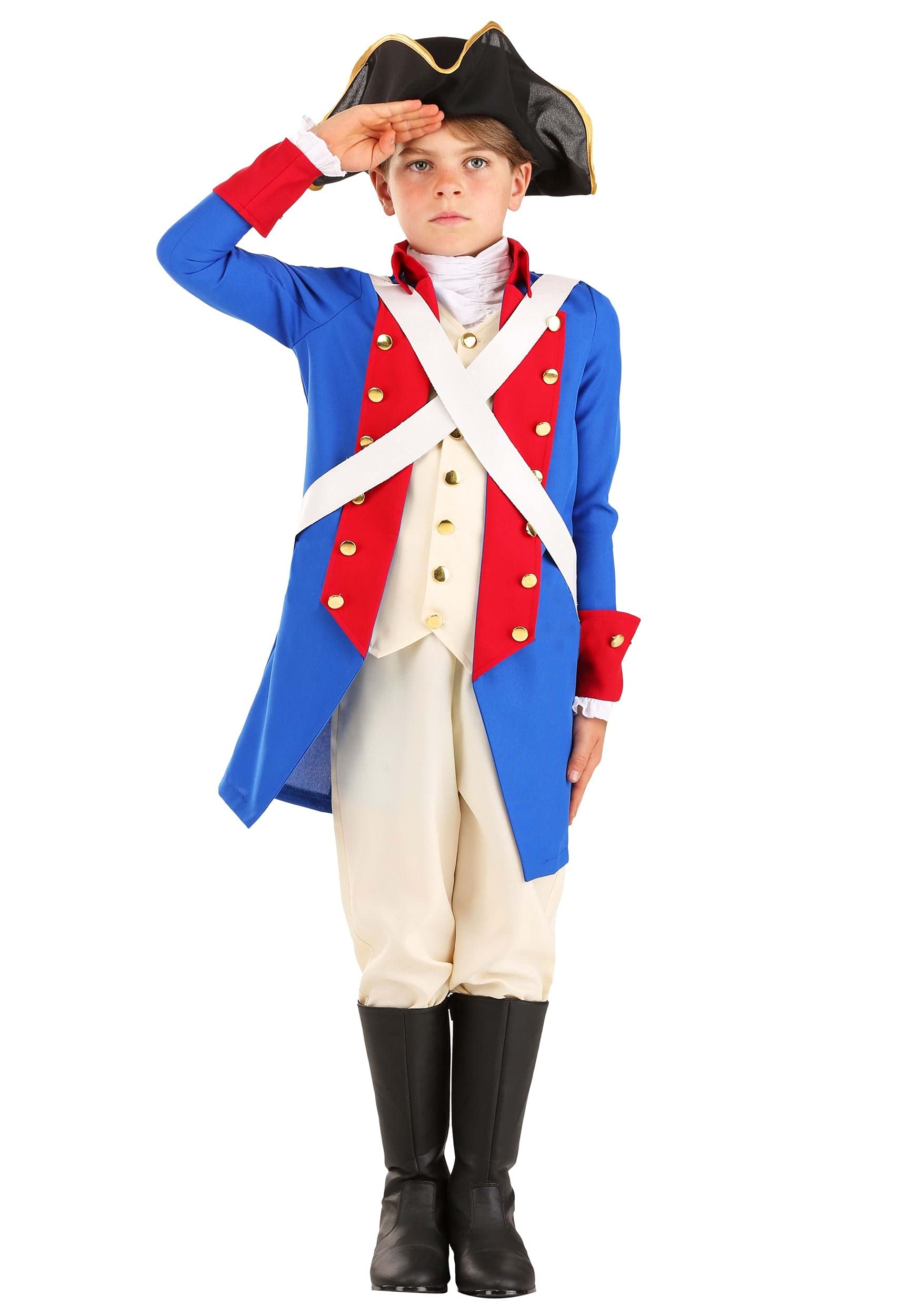 Kids American Revolution Soldier Costume - Revolutionary War Uniform for Boys & Girls - Perfect for Halloween, School Plays & Historical Reenactments