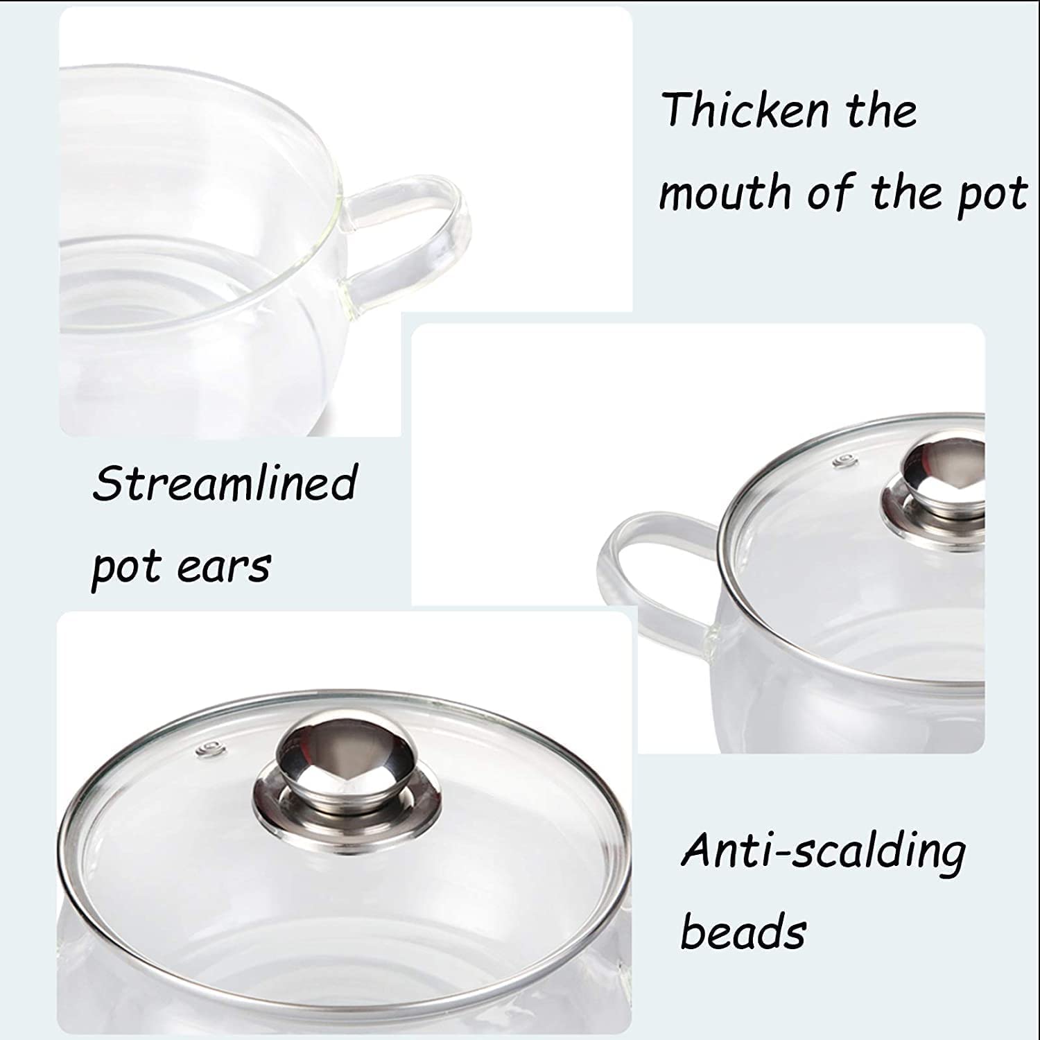 Premium Borosilicate Glass Saucepan with Lid - 1.5L Heat-Resistant Nonstick Cooking Pot, Transparent Glass Sauce Pot with Ergonomic Handle for Kitchen & Restaurant Use - Perfect for Simmering, Boiling & Serving Soups, Sauces & Stews (Clear)