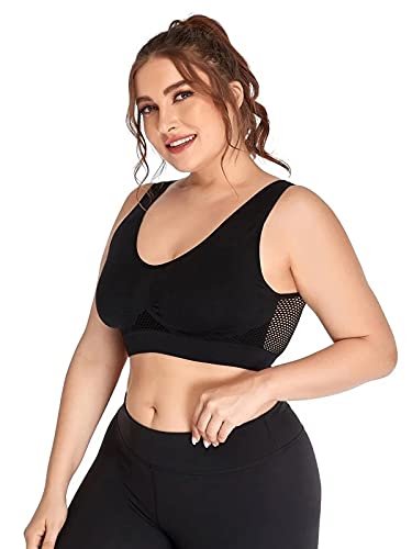 Plus Size Sports Bras for Women - Light Support Seamless Wireless Workout Yoga Gym Fitness Bras, Tank Tops & Crop Tops - Perfect for Yoga, Gym, Running and Sleeping