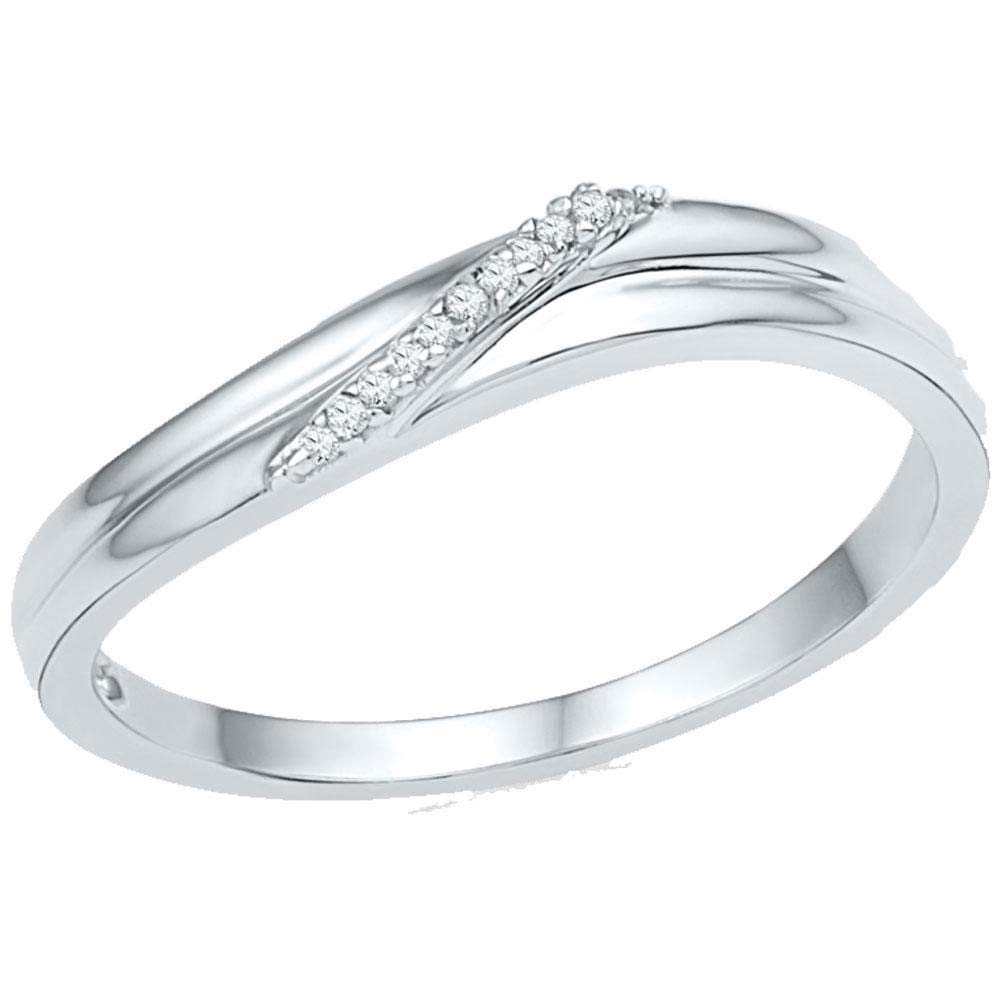10K White Gold Women's Round Diamond Simple Single Row Band Ring .03 Cttw - Elegant Everyday Jewelry for Gifts, Anniversaries & Special Occasions