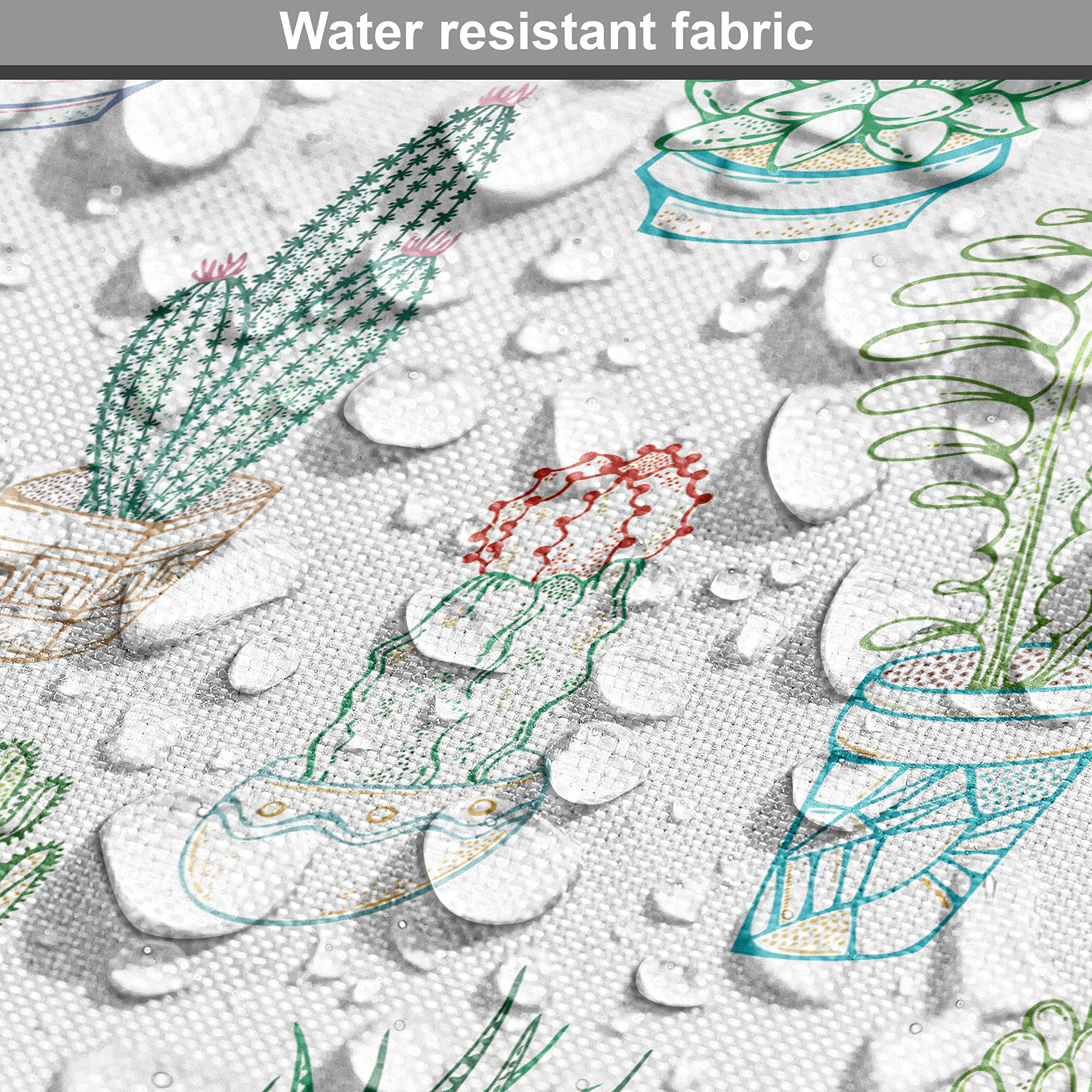 Ambesonne Agate Fabric by The Yard - Cactus & Tropical Plant Sketch Print, Minimalist Green & White Upholstery Material (10 Yards) for Sofa Covers, Pillows & Home Decor | Perfect for Boho, Desert & Modern Interior Design