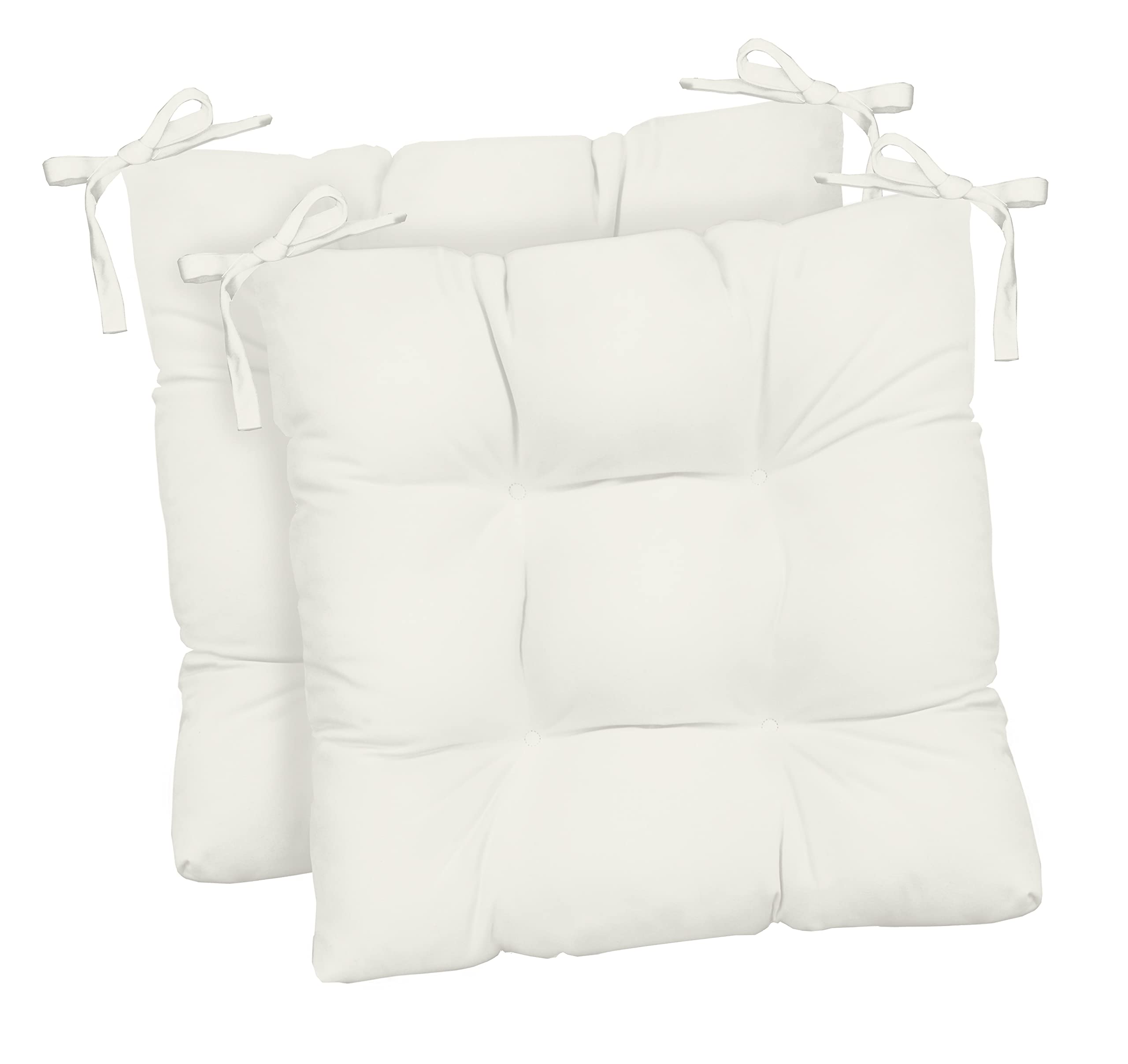 RSH Décor Tufted Dining Chair Cushions Set of 2 - 20x20 Inch Indoor/Outdoor Seat Cushions for Resort, Spa & Home Decor - Classic White - Perfect for Patio, Dining Room, and Outdoor Entertaining