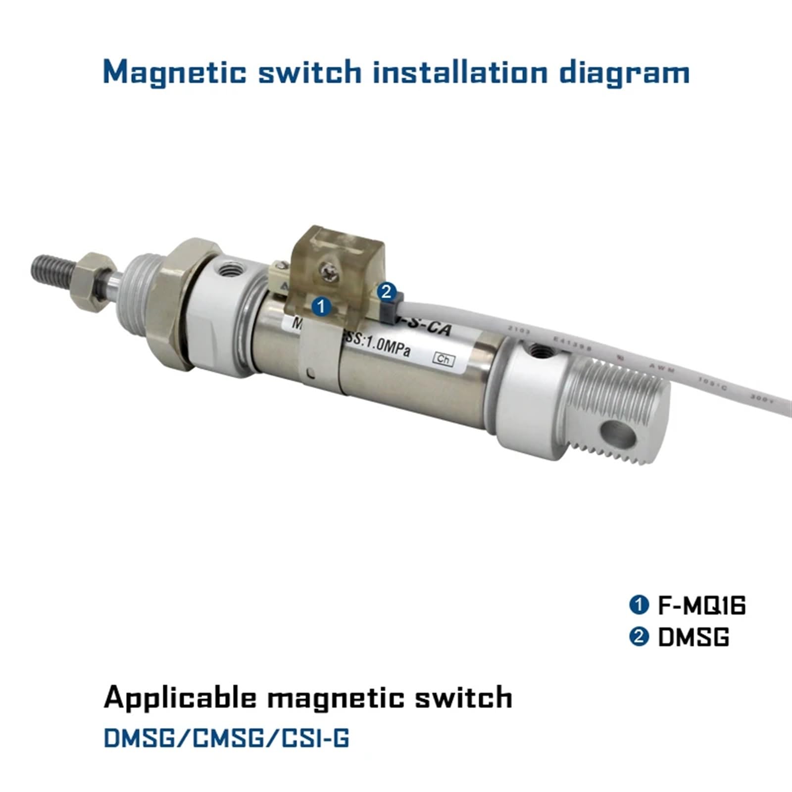 MA25 Series Mini Air Cylinder - 25mm Bore, 10-300mm Stroke, Double Action, Round Design with Built-in Magnet (MA25X100S-CA) - Ideal for Automation, Robotics, and Small Machinery Applications
