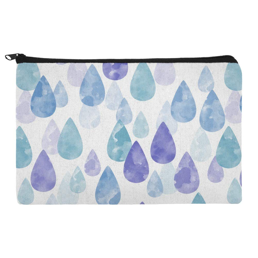 Waterproof Watercolor Raindrops Cosmetic Bag - Travel Makeup Organizer Pouch for Women, Perfect for Gym, Beach & Daily Essentials Storage