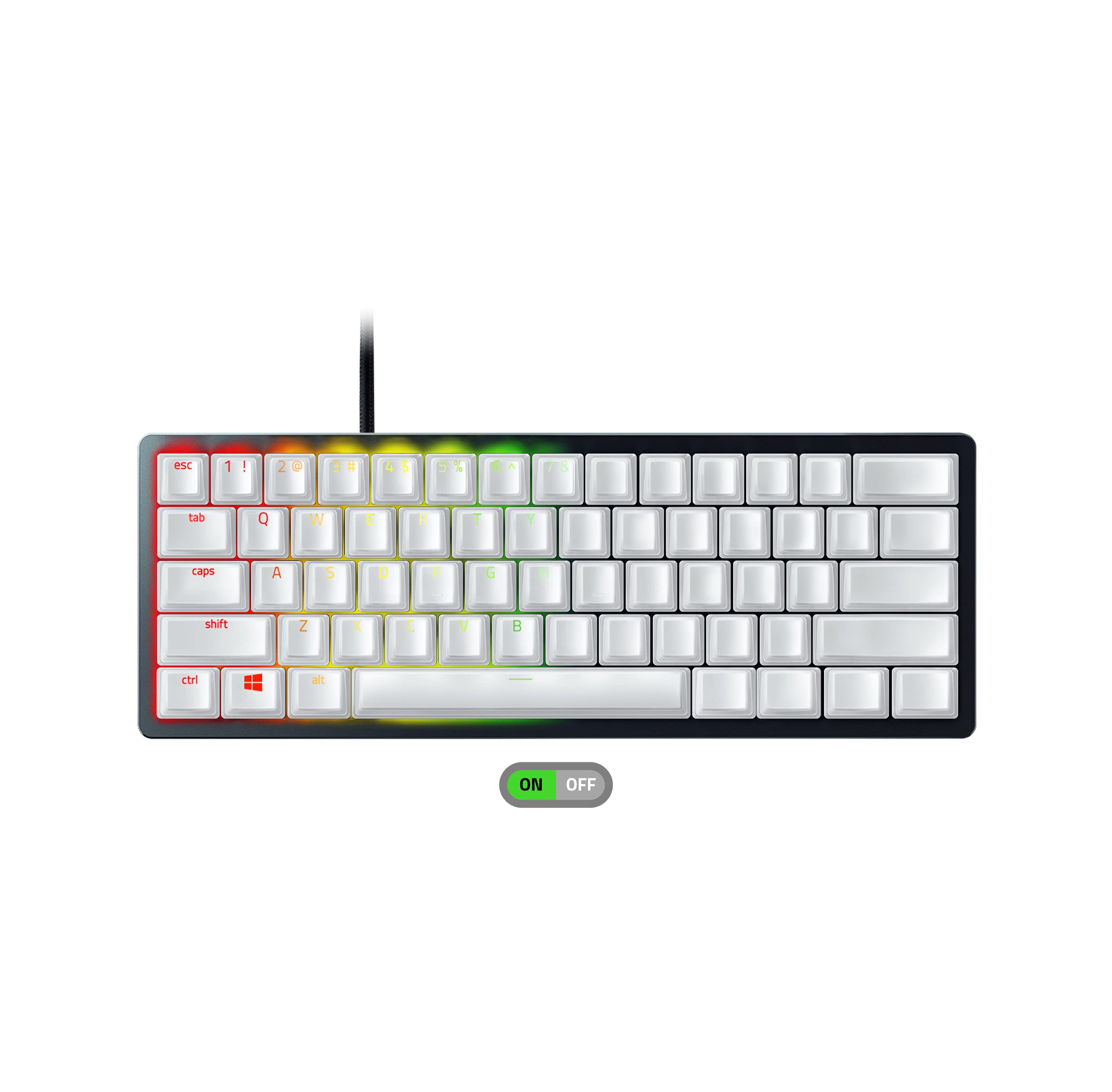 Razer Huntsman Mini 60% Mechanical Gaming Keyboard with Phantom Keycap Set - Classic Black & Clicky Optical Switches (White Backlit) - Perfect for Esports, Streaming & Compact Workspace Setup