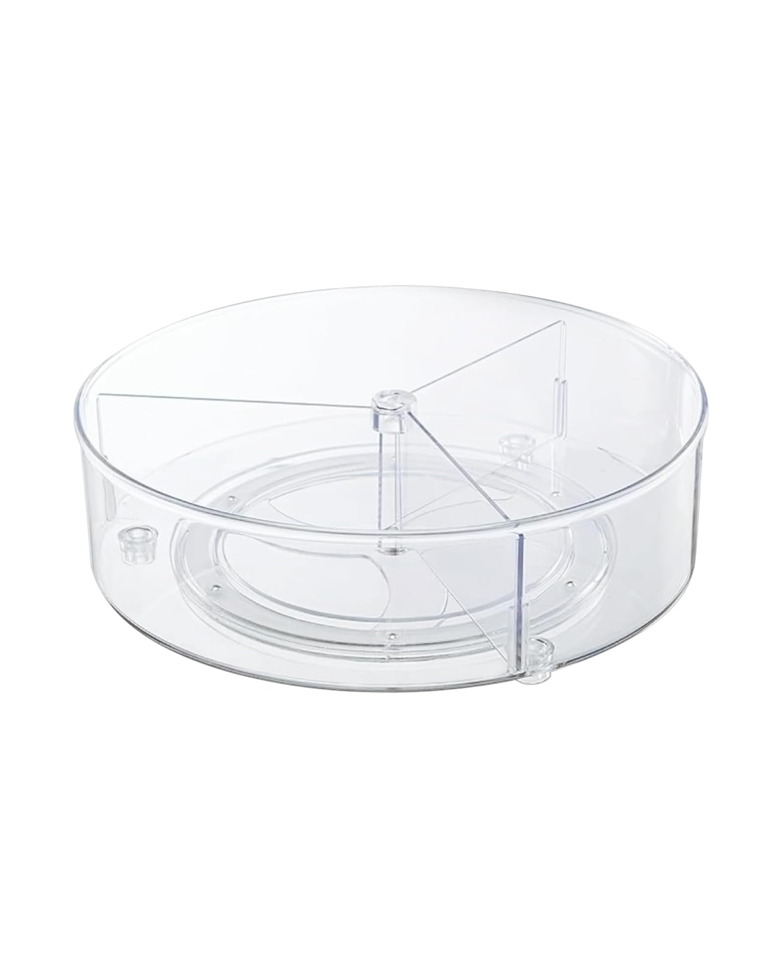Roninkier 11 Inch Clear Lazy Susan Turntable Organizer with 3 Adjustable Dividers - Spinning Cabinet Shelf for Kitchen Pantry, Refrigerator, Bathroom Vanity & Countertop Storage - Perfect for Spices, Makeup & Toiletries Organization