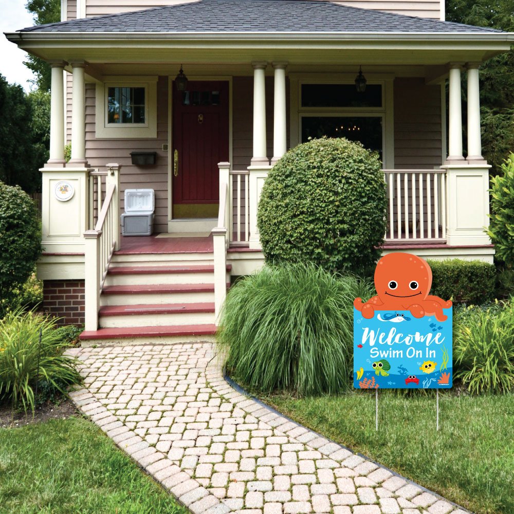 Under the Sea Critters Party Decorations - Big Dot of Happiness Birthday & Baby Shower Welcome Yard Sign - Perfect for Ocean Theme Parties, Kids Events & Nursery Decor