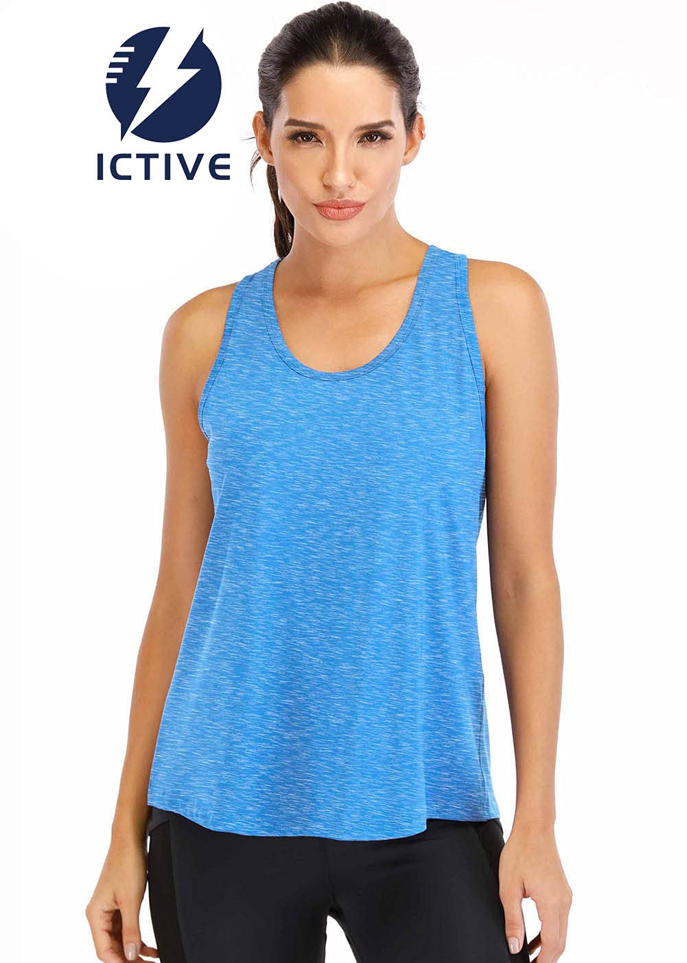 ICTIVE Women's Loose Fit Racerback Workout Tank Top - Breathable Mesh Backless Running Shirt for Gym, Yoga & Outdoor Sports