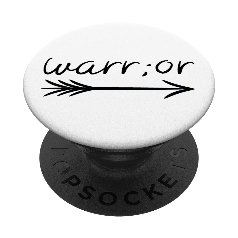 Mental Health Warrior Semicolon Awareness PopSockets PopGrip - Swappable Phone Grip for iPhone, Samsung & Tablets - Suicide Prevention & Mental Health Support - Perfect for Daily Use, Work & School
