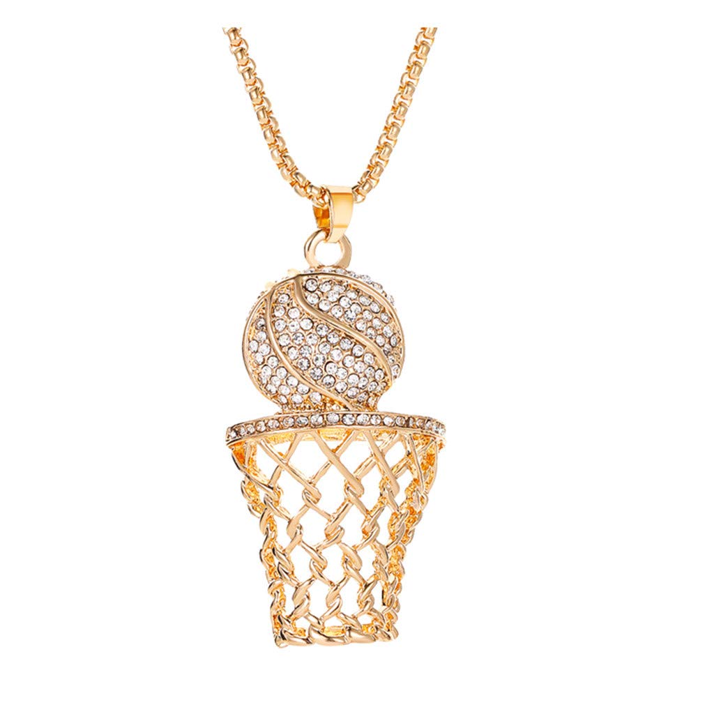 Gold Plated Basketball Pendant Necklace for Women - CZ Zirconia Fashion Jewelry Chain Gift for Teen Girls & Basketball Lovers - Perfect for Game Day, Birthday Gifts & Casual Wear