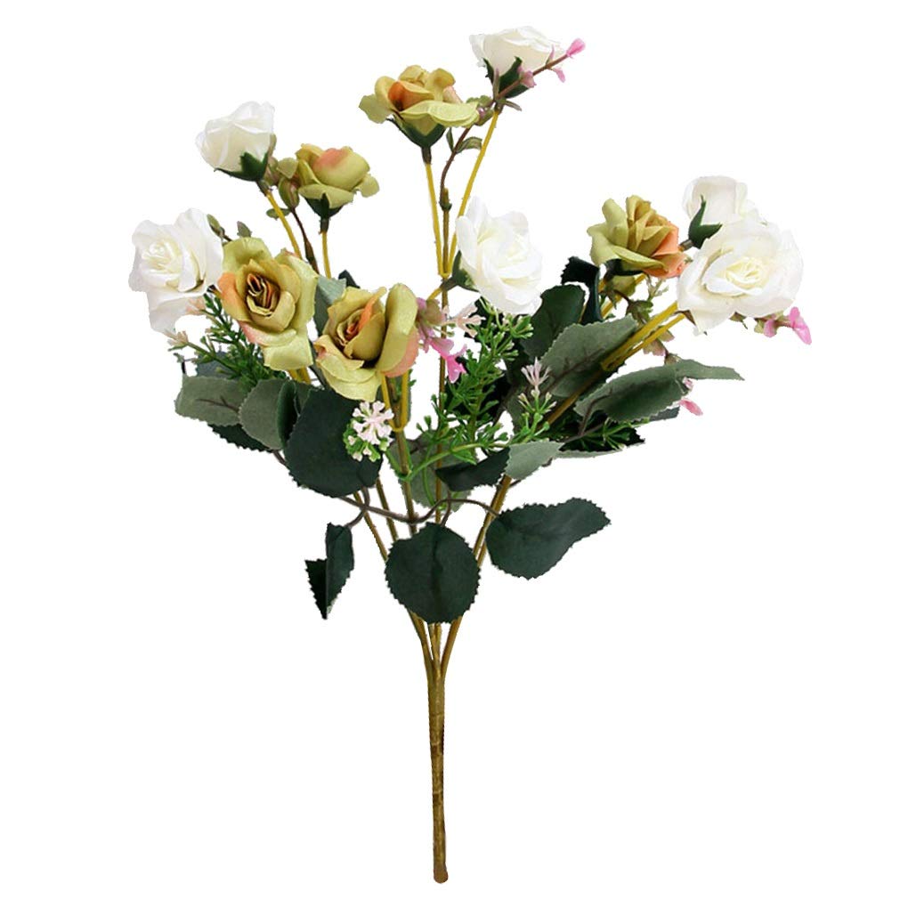 2Pcs Artificial Rose Bouquet - Realistic Fake Cloth Roses for Wedding Decor, Home & Office Floral Arrangement - Perfect for Centerpieces, Table Settings, and Party Decorations