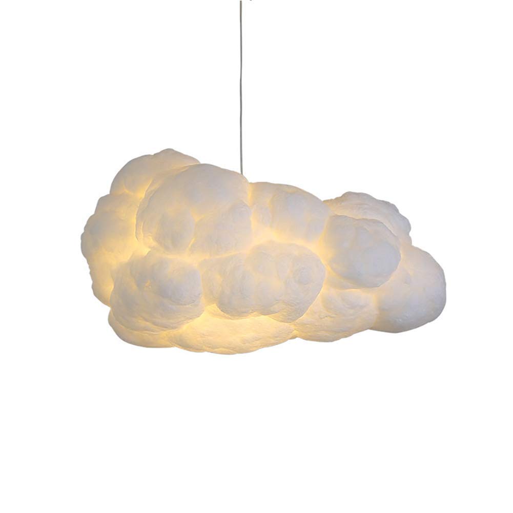 Modern White Cloud Ceiling Pendant Light - 2-Light Fluffy Cotton Hanging Fixture for Girls & Children's Bedrooms (50cm) | Perfect Nursery Decor, Kids Room Lighting & Cozy Bedroom Ambiance