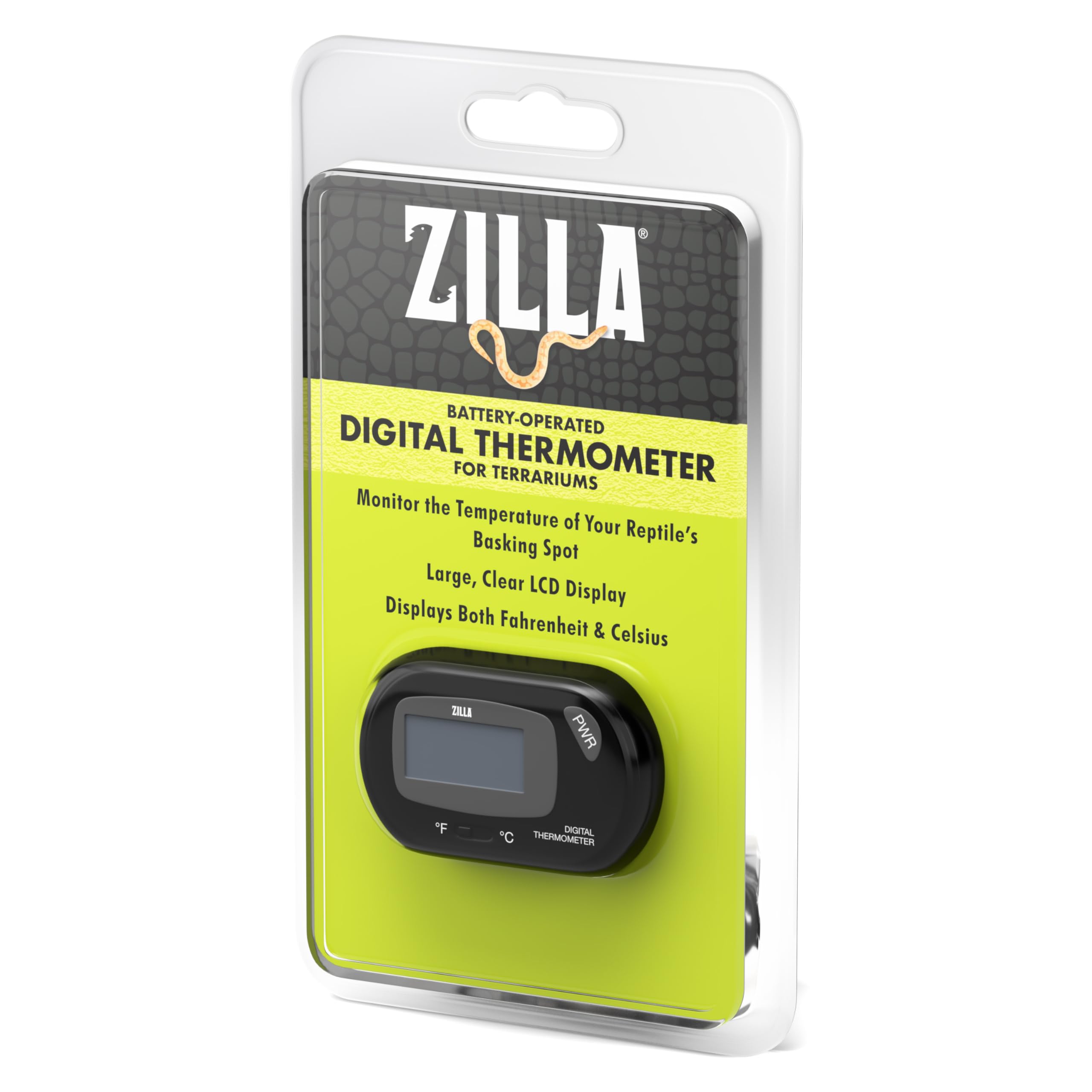 Zilla Reptile Terrarium Digital Thermometer with Probe - Accurate Temperature Gauge for Reptile Tanks, Vivariums & Habitats - Perfect for Monitoring Snake, Lizard & Amphibian Enclosures