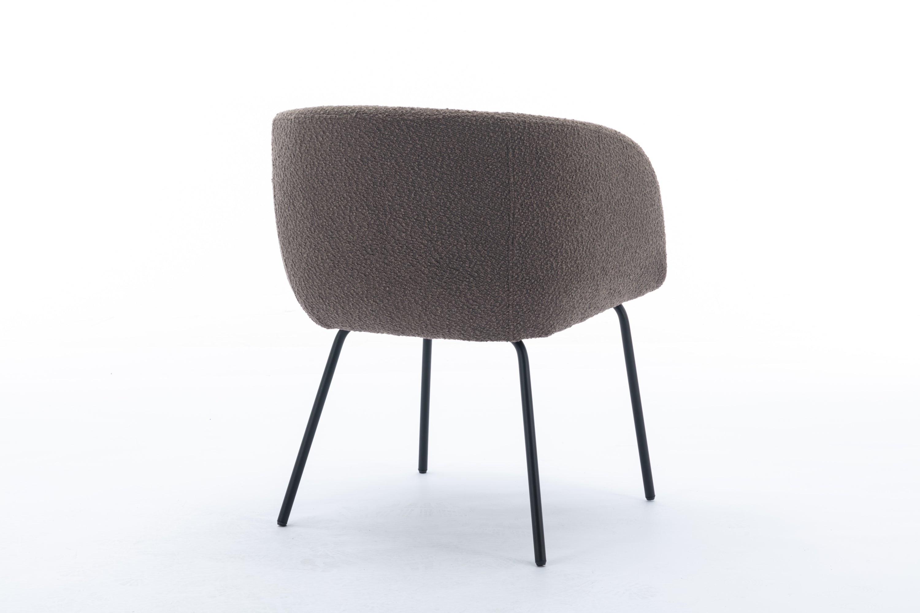 Boucle Fabric Dining Chair with Black Metal Legs - Set of 1 - Modern Upholstered Side Chair for Kitchen, Dining Room & Office
