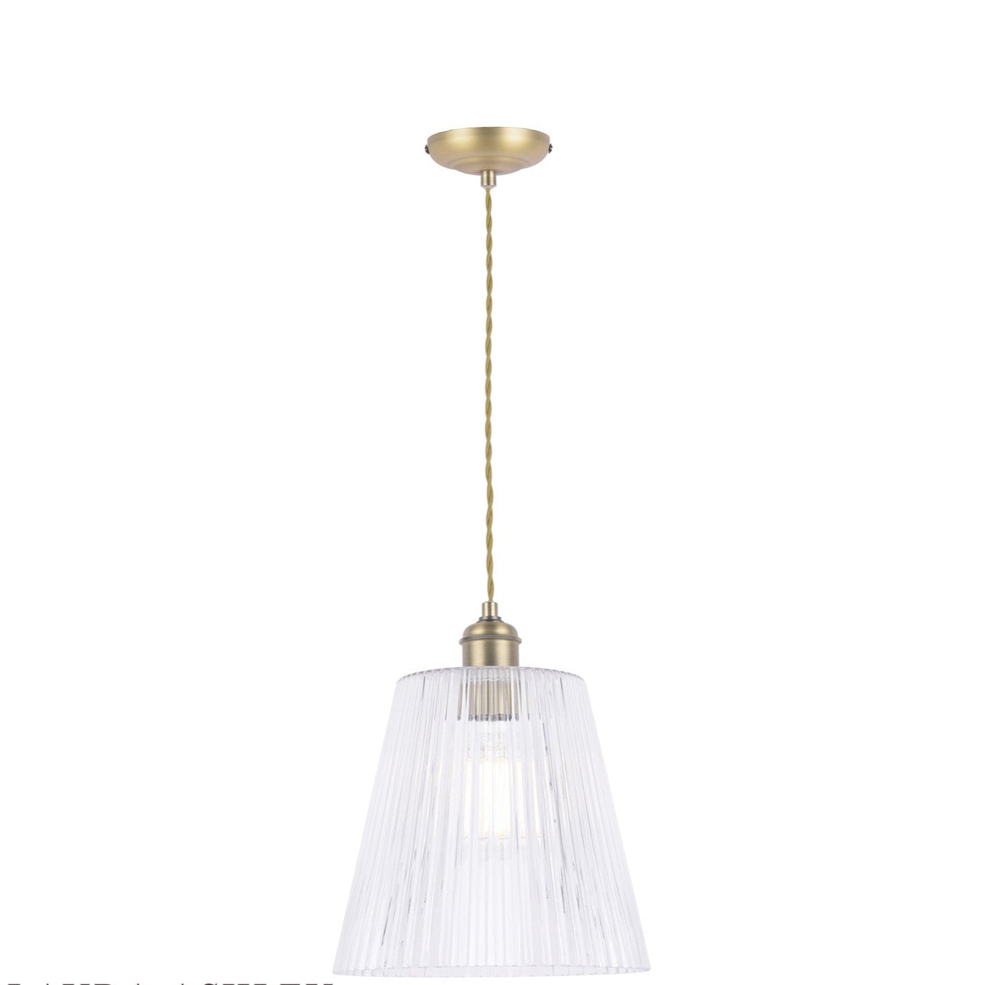 Callaghan Grand Pendant Light - Antique Brass & Ribbed Glass Shade with E27 Socket - Perfect for Dining Room, Kitchen Island, or Entryway Lighting
