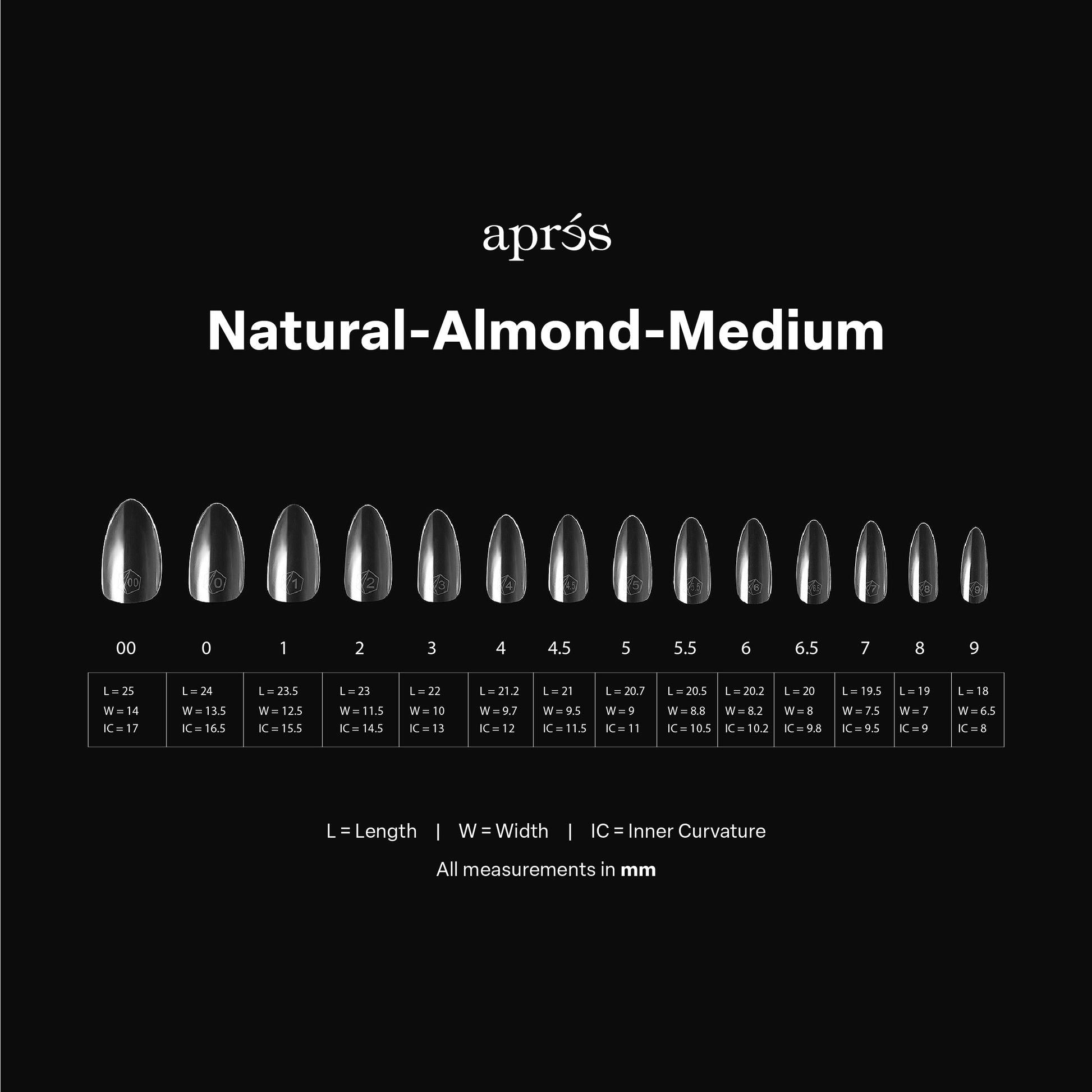 Apres Gel X Nail Tips - Natural Almond Medium Mini (280Pcs) for DIY Manicure & Professional Nail Salon Use
