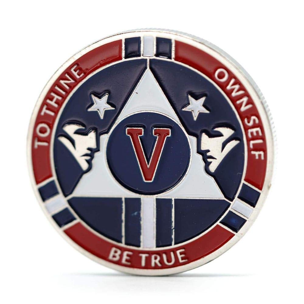 Red and Blue Double Patriot Yearly AA Medallion with Coin Capsule - Alcoholics Anonymous AA Chip for 1-50 Years Sobriety - Perfect for Recovery Milestones, Meetings & Gifts | MyRecoveryStore
