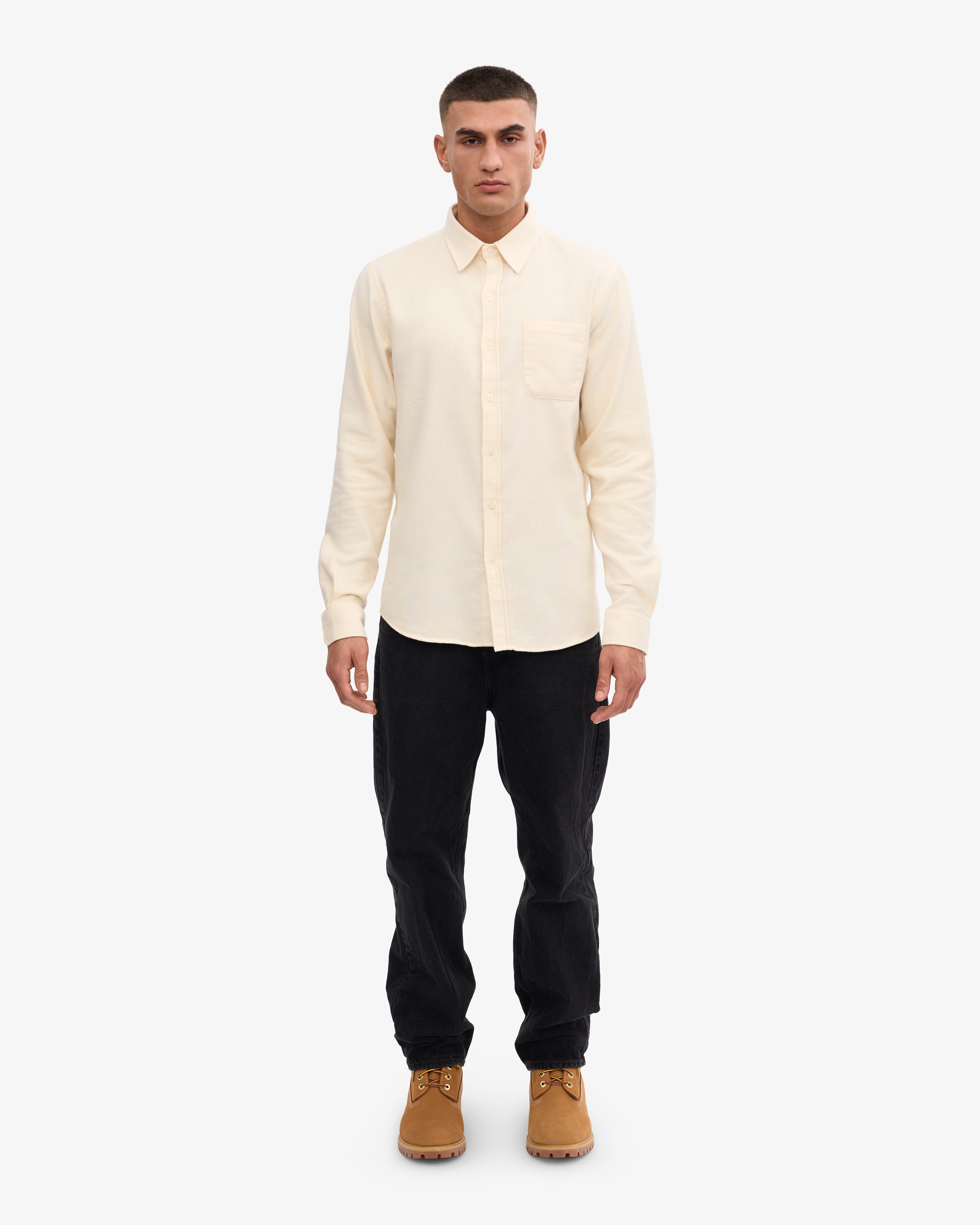 Organic Flannel Shirt for Men & Women | Soft Ivory White Plaid Button-Up Shirt | Perfect for Fall & Winter Layering, Outdoor Camping & Casual Wear