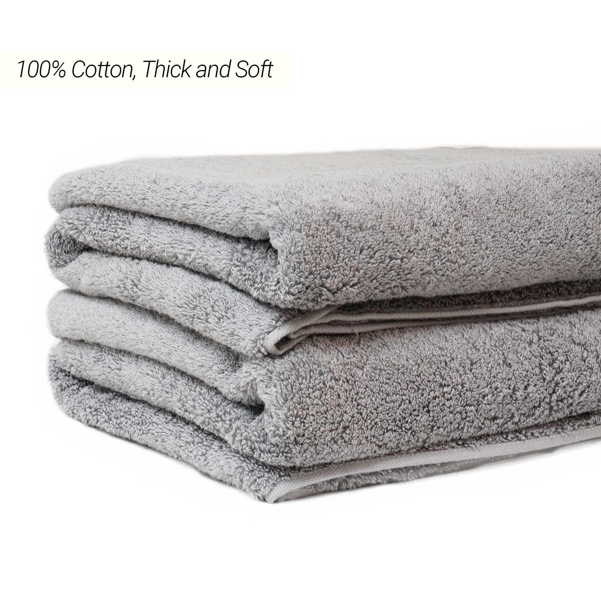 Premium 100% Cotton Bath Towel Set of 2 - Extra Large 31x62 Inch Luxury Bath Sheets - Super Soft & Highly Absorbent for Spa, Bathroom & Beach - Light Grey Home Essentials