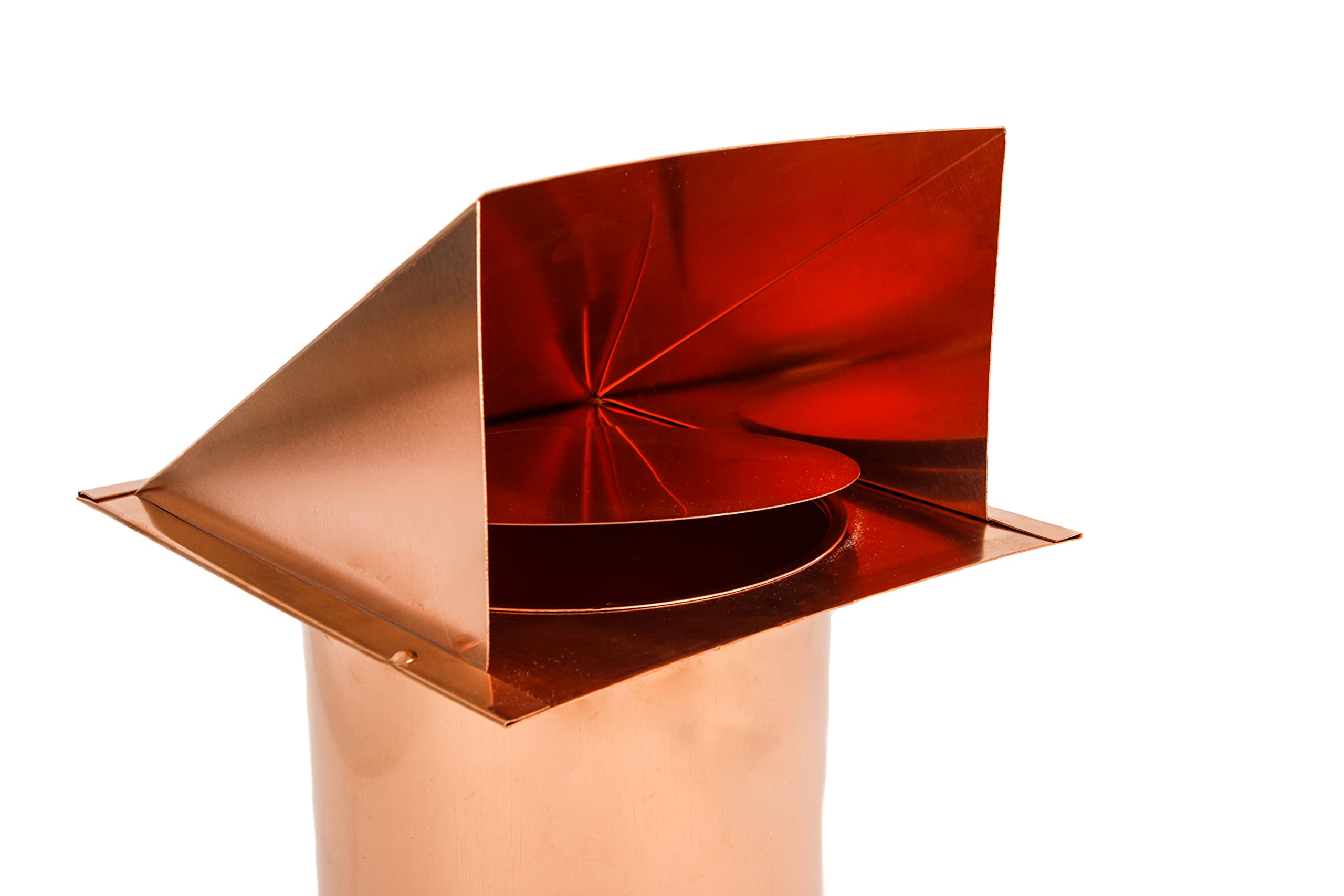 FAMCO Copper Hooded Wall Vent with Damper - 4 Inch Dryer Vent Outlet for Air Exhaust & Ventilation - Ideal for Laundry Rooms, Basements & Outdoor Use