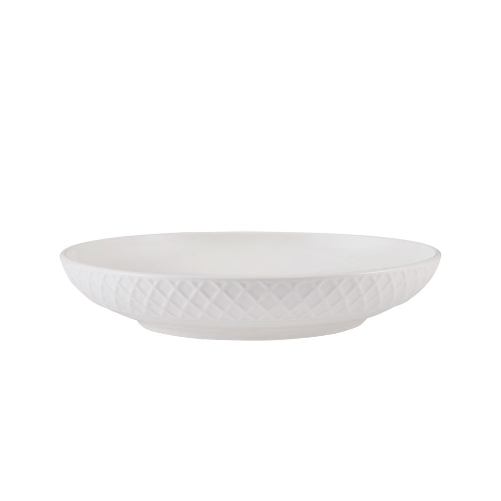 Premium White Ceramic Pasta Bowls - Set of 4, Microwave & Dishwasher Safe - Perfect for Italian Pasta, Salad, Soup & Dessert Serving - Elegant Dining & Entertaining Tableware