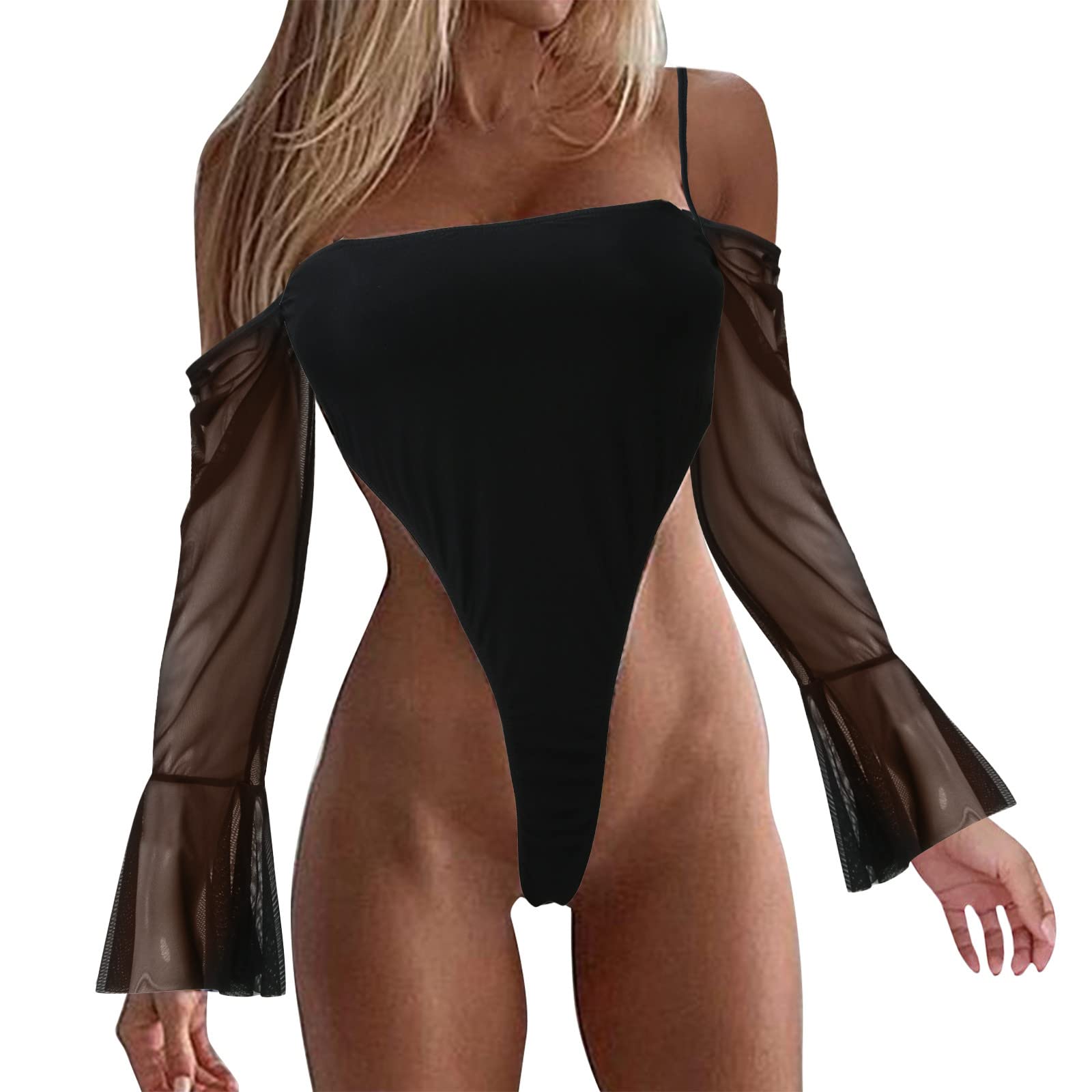 Women's One Piece Swimsuit - Sexy Lace Mesh Bathing Suit with Adjustable Spaghetti Straps for Beach, Pool & Vacation | Plus Size Swimwear for Women