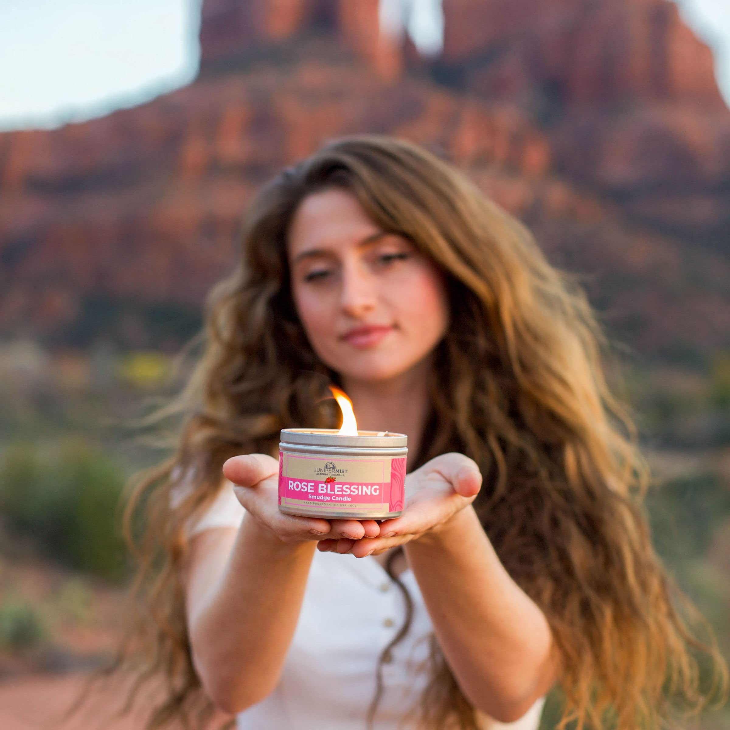 Rose Smudge Candle (6 Oz) - Natural Soy Wax & Essential Oils for Meditation, Cleansing Negative Energy - USA Made Smokeless Alternative to Sage Sticks - Perfect for Yoga, Home Relaxation & Spiritual Rituals