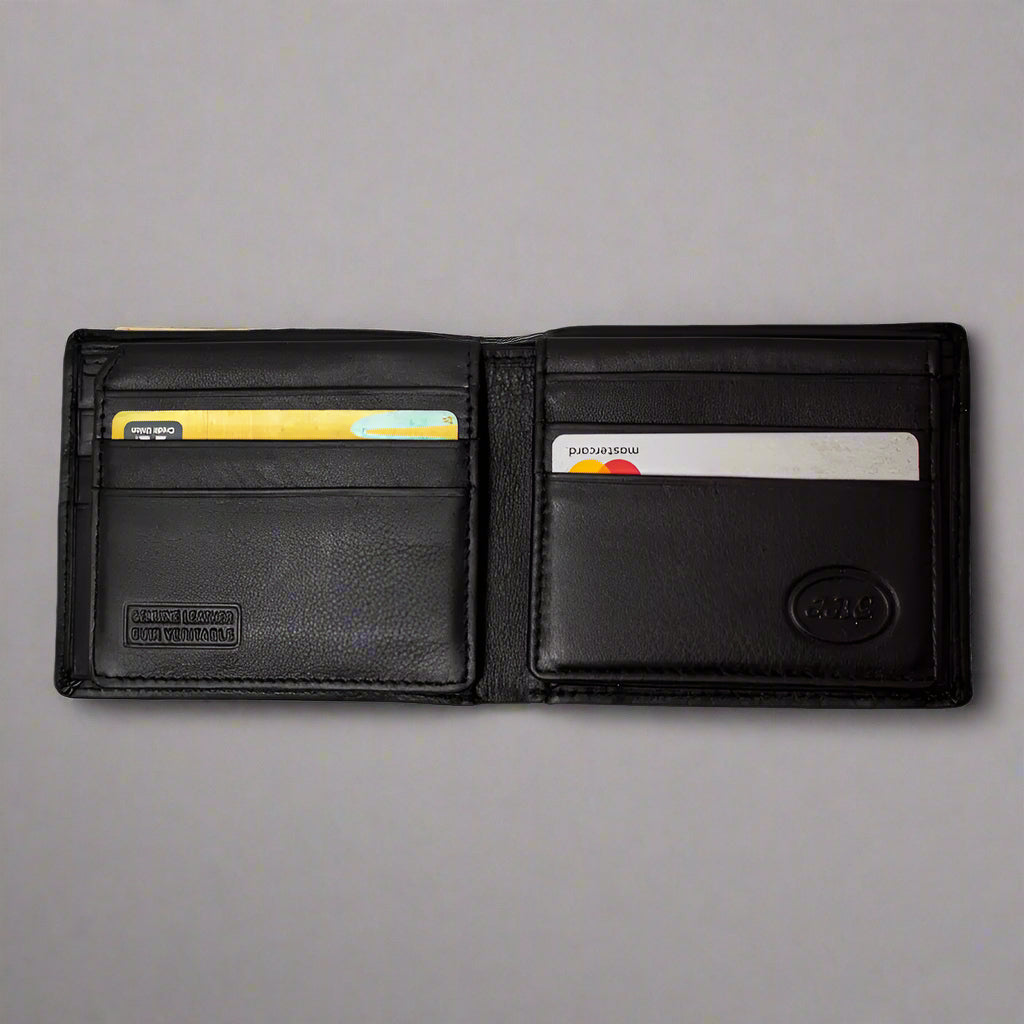JBG International Men's RFID Blocking Leather Wallet - Slim Bifold Card Holder with Flip ID Window - Perfect for Business, Travel & Everyday Use