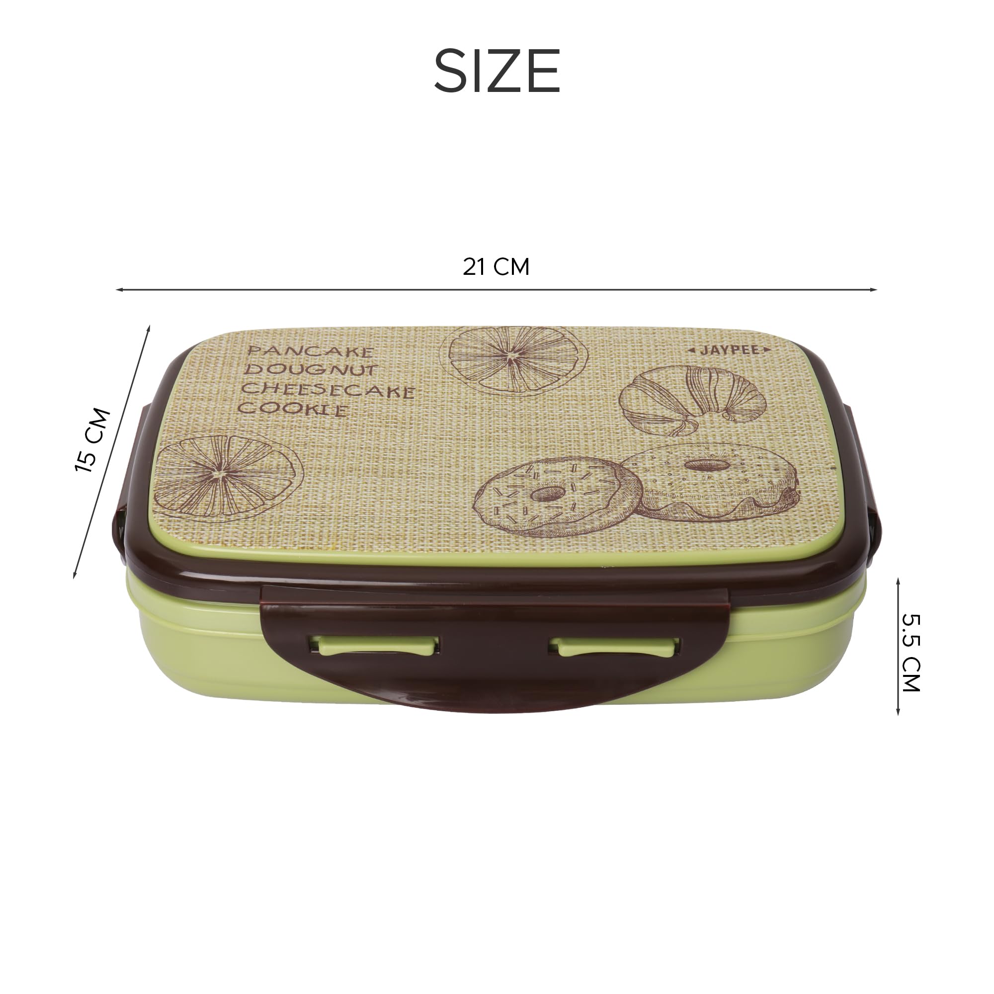 Jaypee Ecosteel Sr Green 650ml Airtight Leak-Proof Lunch Box with Spoon - Lightweight & Easy to Clean Bento Box for Kids, School & Office - Perfect for Meal Prep, Snacks, Picnics & Travel