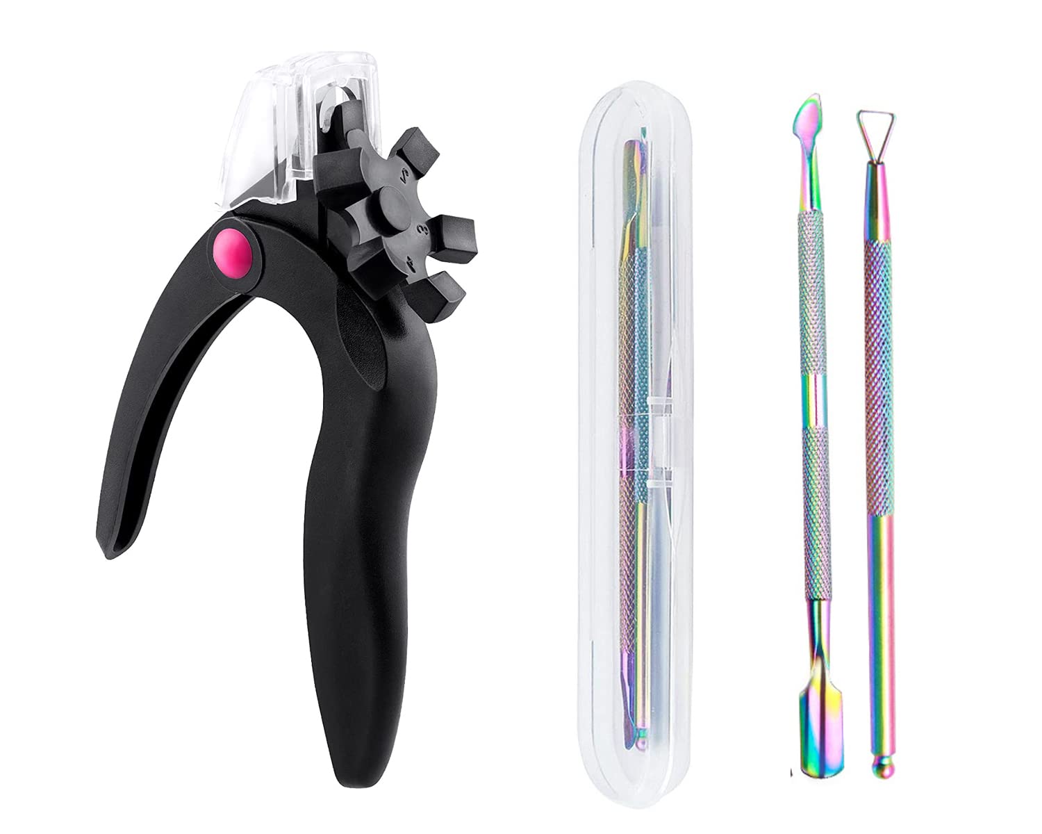 Professional Stainless Steel Acrylic Nail Clippers & Cuticle Trimmer Set - False Nail Tip Cutter with Cuticle Pusher for Salon, Home Manicure & Nail Art - Perfect for Gel, Acrylic & False Nails
