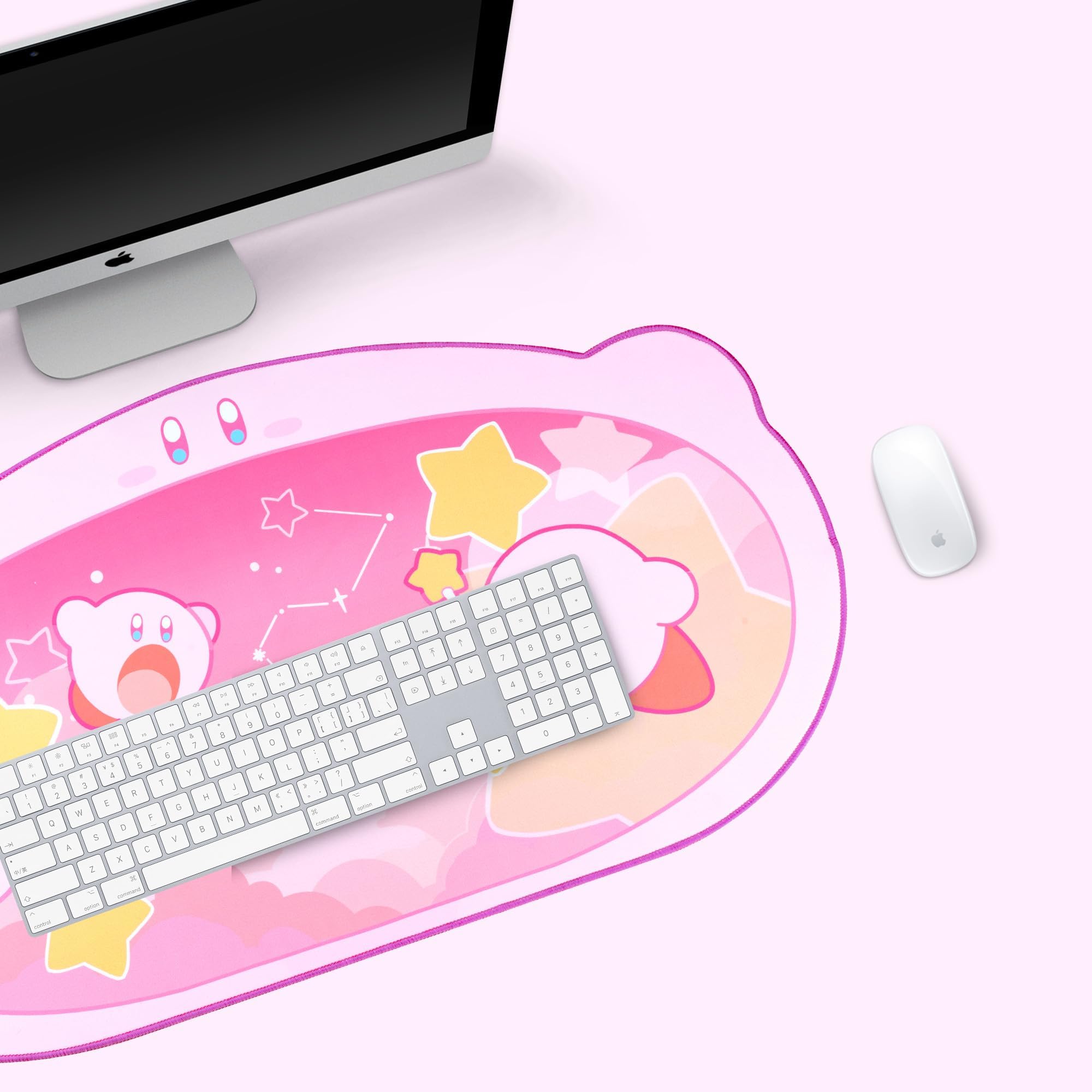 YOCORE Large Pink Gaming Mouse Pad with Non-Slip Base & Stitched Edges - Cute Extended Keyboard Mouse Mat for Office & Gaming Desk - Perfect for Girls, Women & PC Gamers - Ideal for Work, Gaming & Home Office Setup