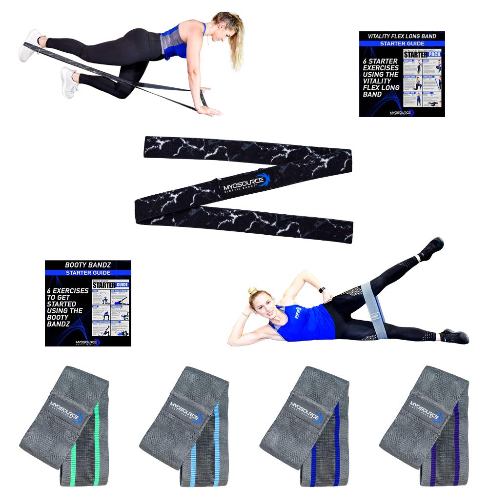 Vitality Flex Fitness Resistance Bands Set for Women - Long Fabric & Booty Bands for Glute & Hip Workouts - Non-Slip Heavy Duty Exercise Bands for Home Gym, Yoga, Pilates & Strength Training - Perfect for Leg Day, Butt Lifts & Full Body Toning