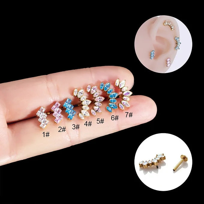 16G Sparkly CZ Titanium Lip Stud Labret Back Stud - Body Jewelry for Piercing | Perfect for Everyday Wear, Parties & Special Occasions