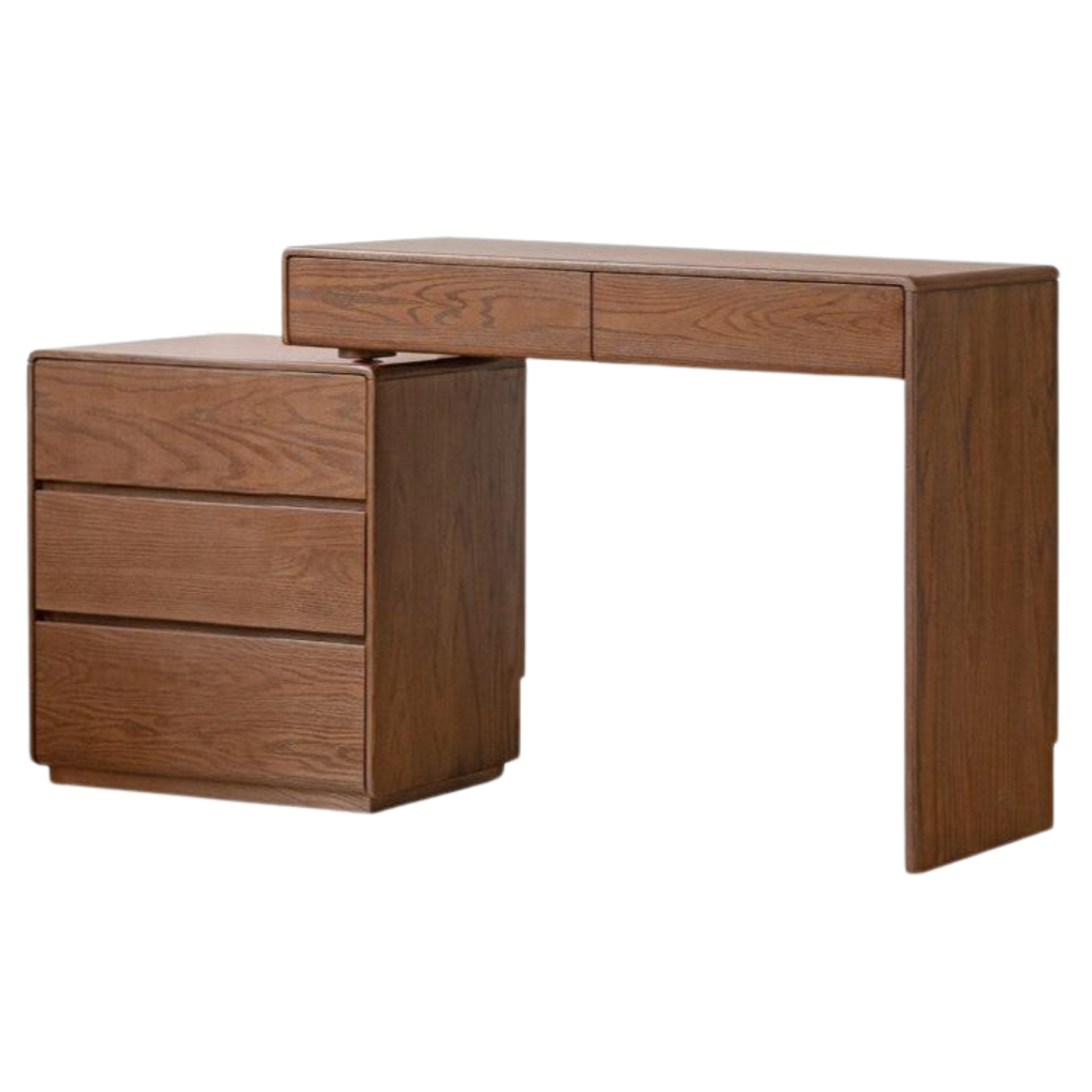 Vintage Oak Solid Wood Extendable Dressing Table - Elegant Vanity Desk with Mirror for Bedroom, Makeup & Beauty Organization