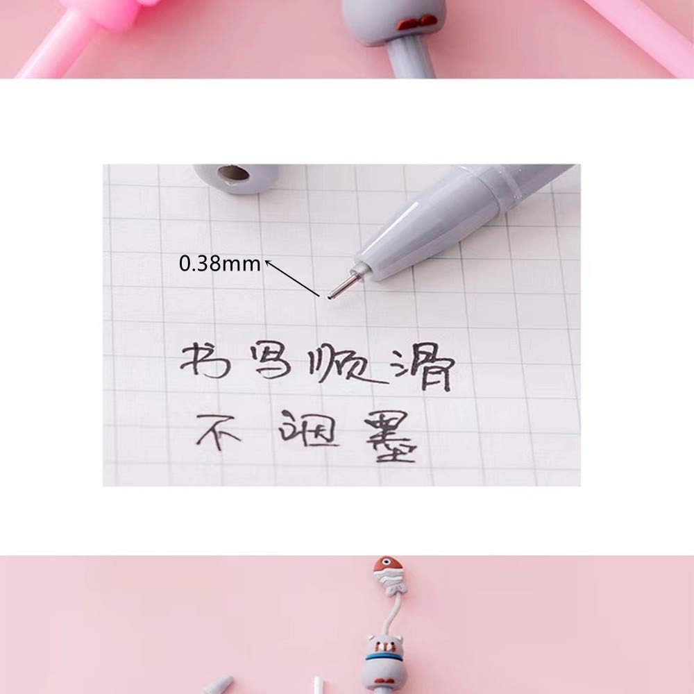 Colorful Cartoon Animal Gel Pens Set - 0.38mm Fine Point Ballpoint Ink Pens for School & Office (8 Pack) - Cute Cat, Rabbit & Pig Designs - Perfect for Note Taking, Journaling & Kids Gifts