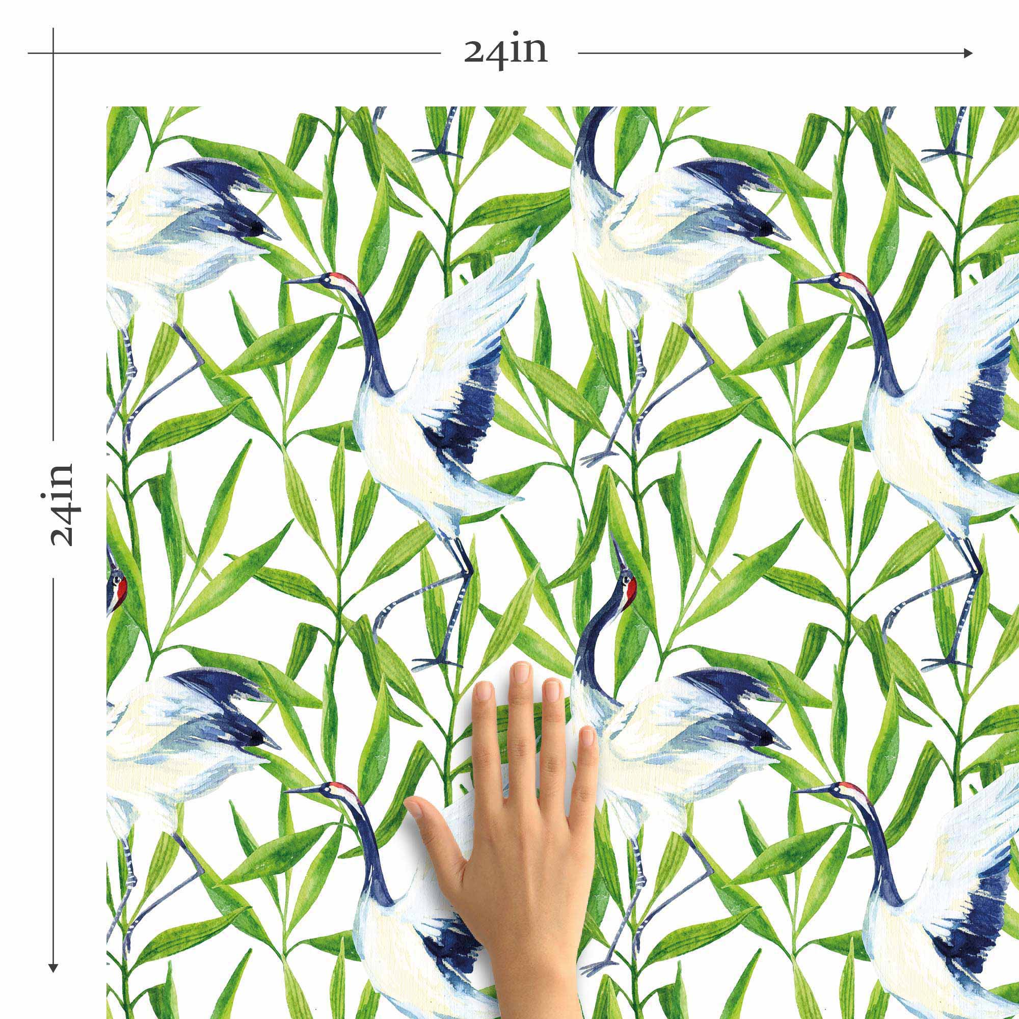 Green Birds Peel and Stick Removable Wallpaper - Self-Adhesive Decorative Wall Mural for Bedroom, Nursery, Living Room & Office Decor