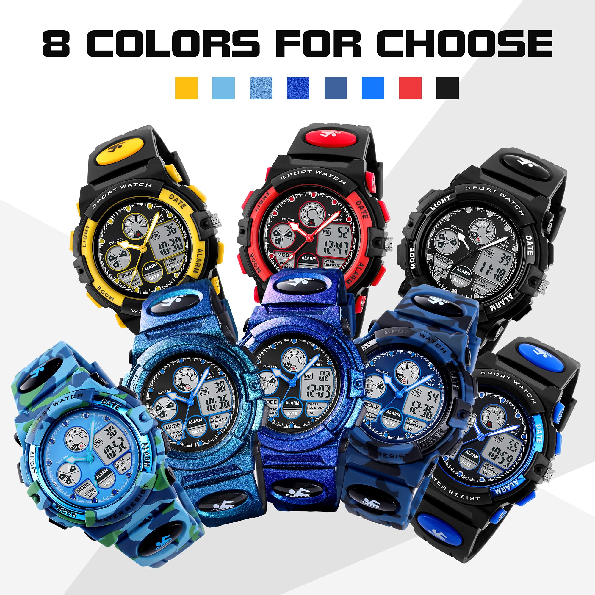 Boys Electronic Sports Watches - Waterproof Digital Chronograph Wristwatch with Alarm & Stopwatch | Perfect for Kids Outdoor Activities, Sports & School