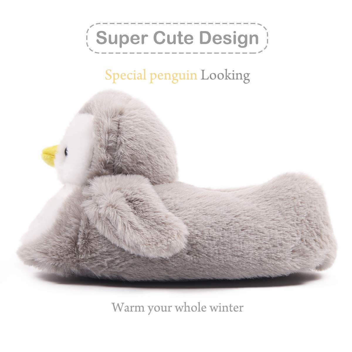Cute Penguin Plush Slippers for Women - Fuzzy Warm Winter House Shoes with Funny Animal Design - Cozy Indoor Bedroom Slippers for Women, Men & Teen Girls - Perfect for Lounging, Relaxing & Gift Giving