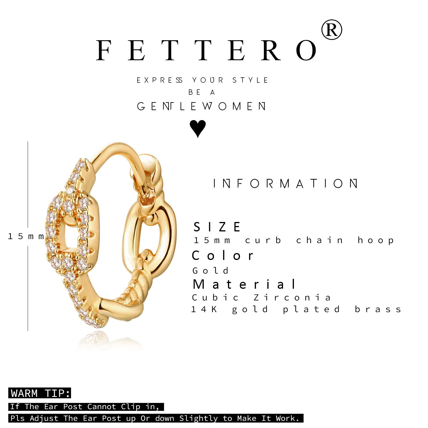 FETTERO Gold Huggie Hoop Earrings for Women - 14K Gold Plated Hypoallergenic Dainty Twist Link Hoops - Minimalist Everyday Jewelry Gift for Her (Perfect for Work, Date Night & Special Occasions)