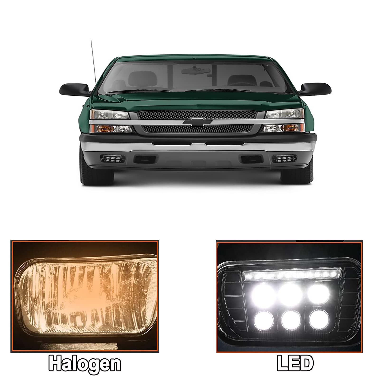 Tecoom LED Fog Lights with DRL for 2003-2007 Chevy Avalanche Silverado 1500/2500/3500 - High Visibility Daytime Running Lamps & Night Driving Safety Lights