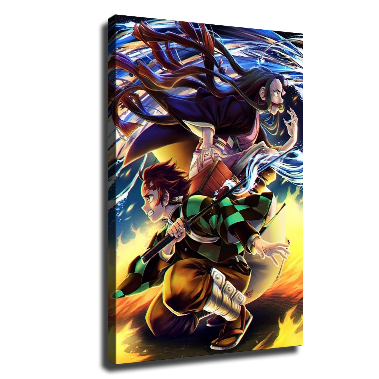 Demon Slayer Anime Poster - Classic Cover Japanese Aesthetic Wall Art HD Print (16x24 Inches, Framed) - Perfect for Bedroom, Living Room & Anime Fan Gift