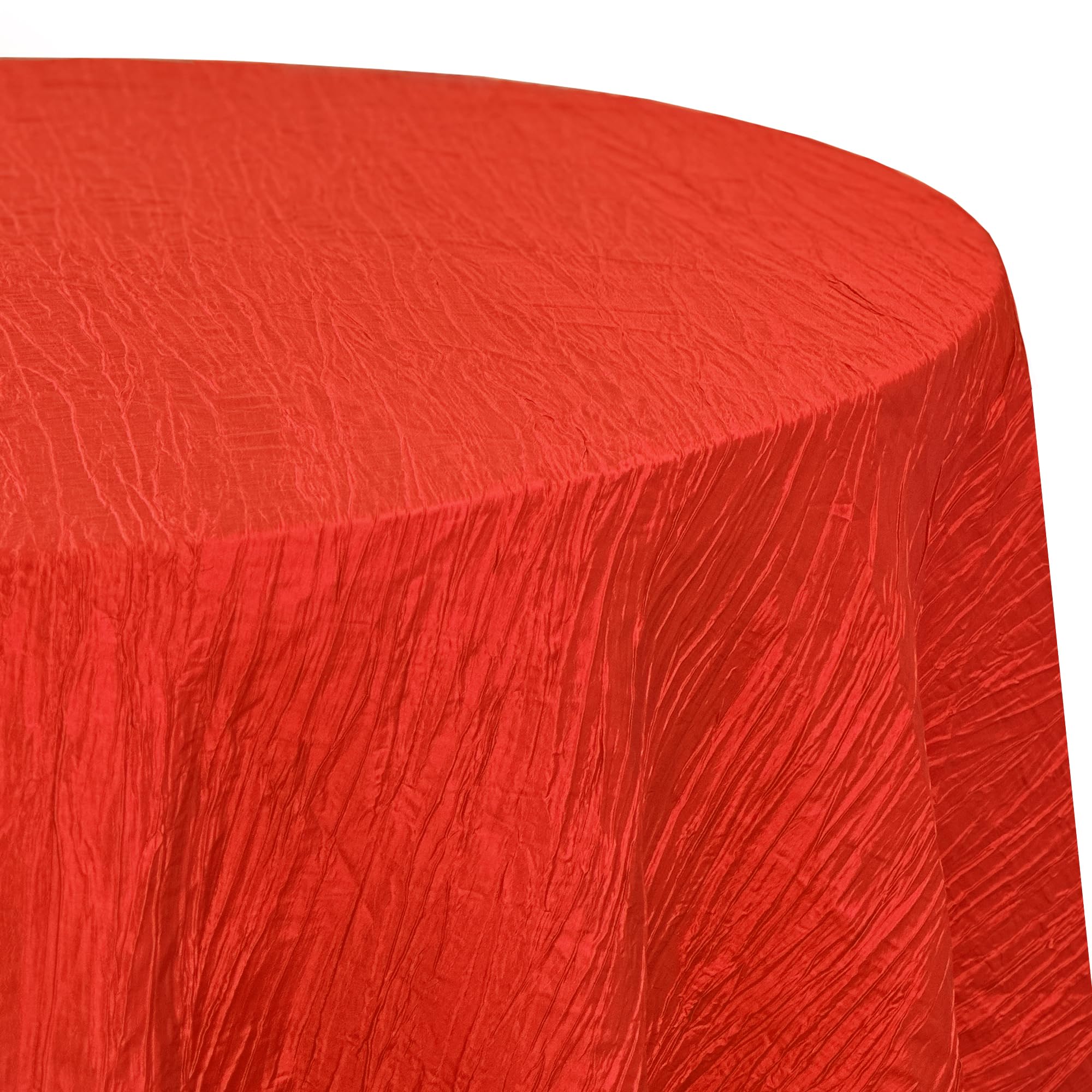 Premium Crinkle Taffeta Round Chair Cover & Tablecloth Set - 120 Inch Diameter, Vibrant Red - Perfect for Weddings, Banquets, and Formal Events