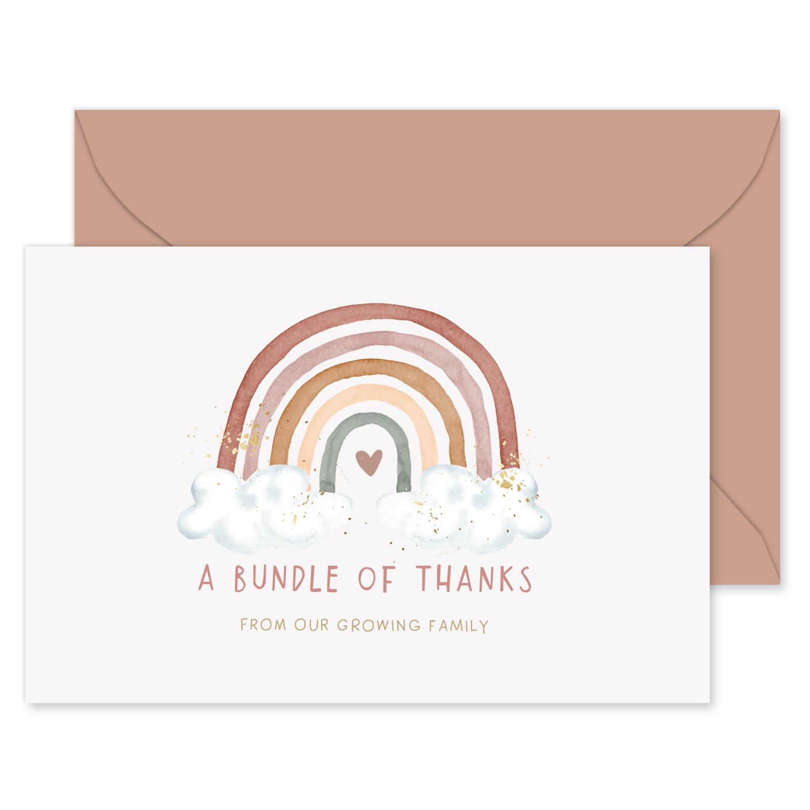 50 Pack Whaline Boho Rainbow Baby Shower Thank You Cards with Envelopes & Stickers - Blank Note Cards for Newborn Celebrations, Gender Reveal Parties & Baptism Events